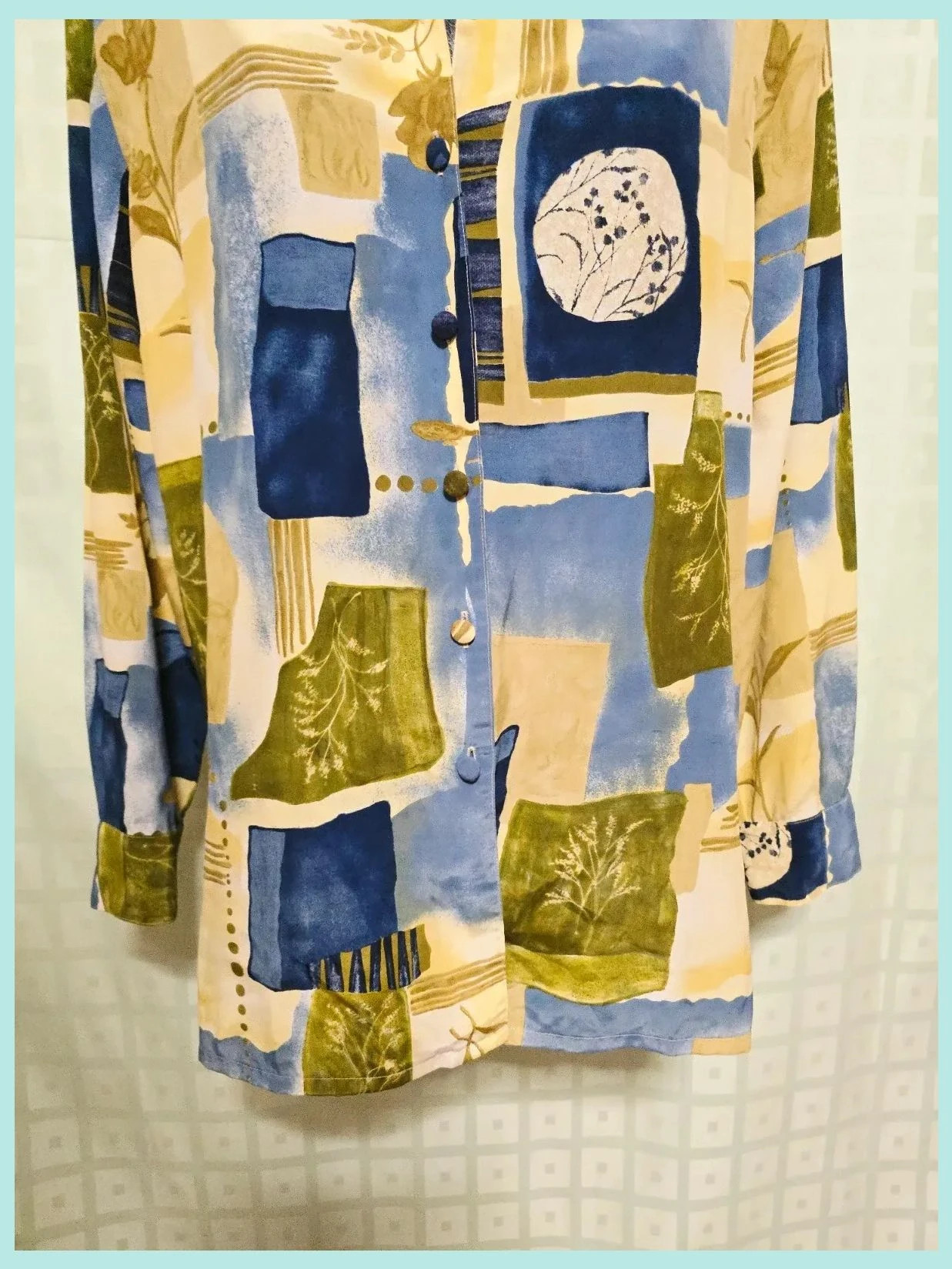 Vintage Abstract Geometric Print Long Sleeve Blouse – Vestidor Vintage – taille XXXL / 46 / 18 3
