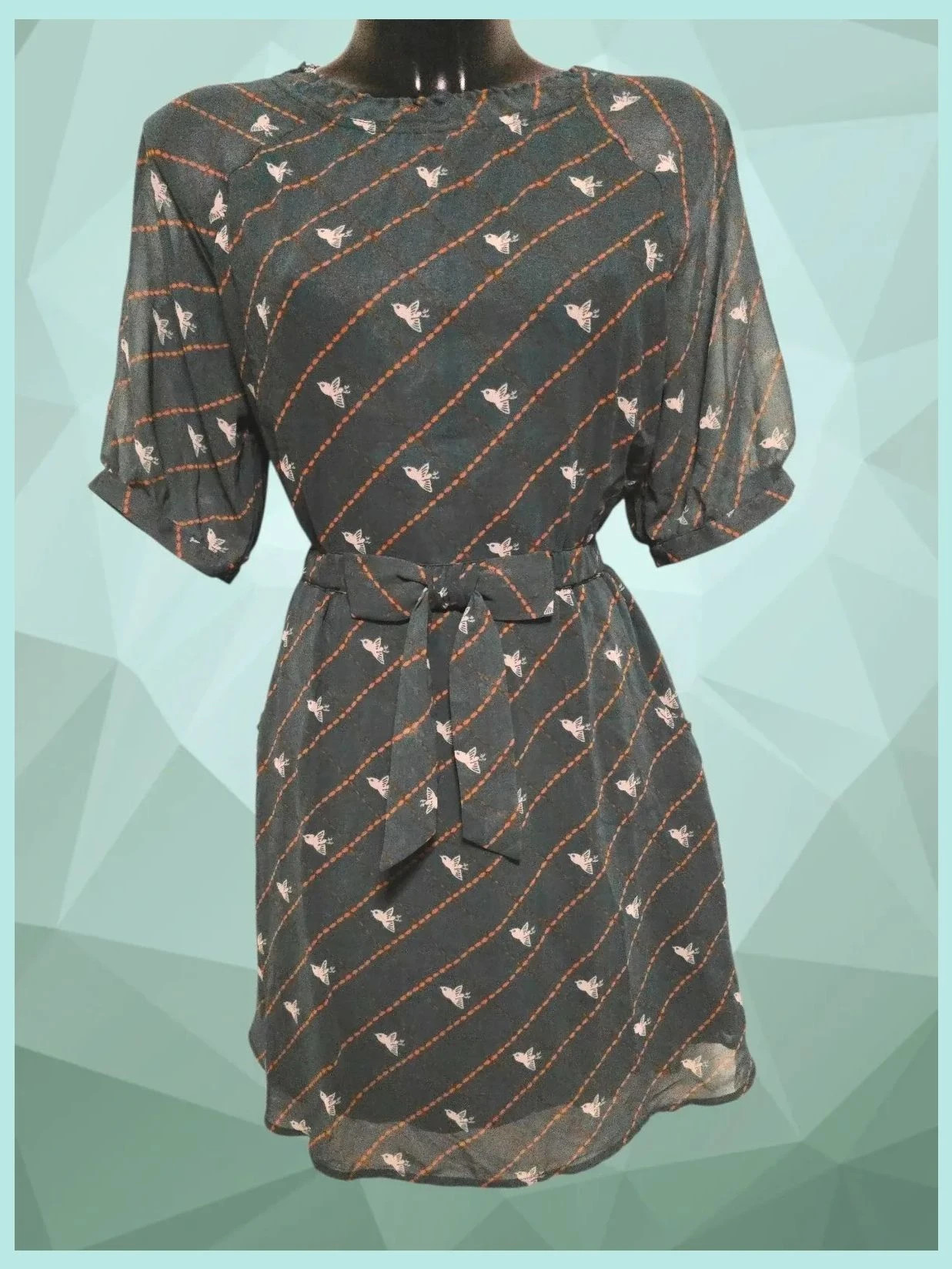 Bird Print Belted Mini Dress – Cold Alaska – taille L / 40 / 12