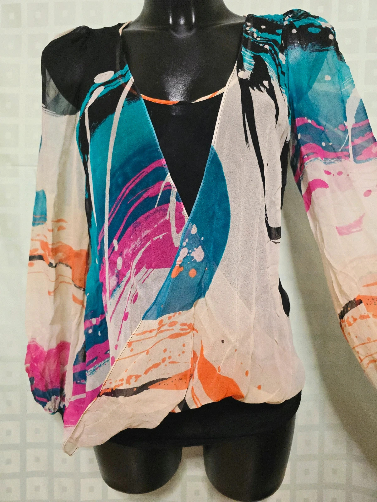 Custo Barcelona Multicolor Silk Abstract Print Blouse – Custo Barcelona – taille L / 40 / 12 3