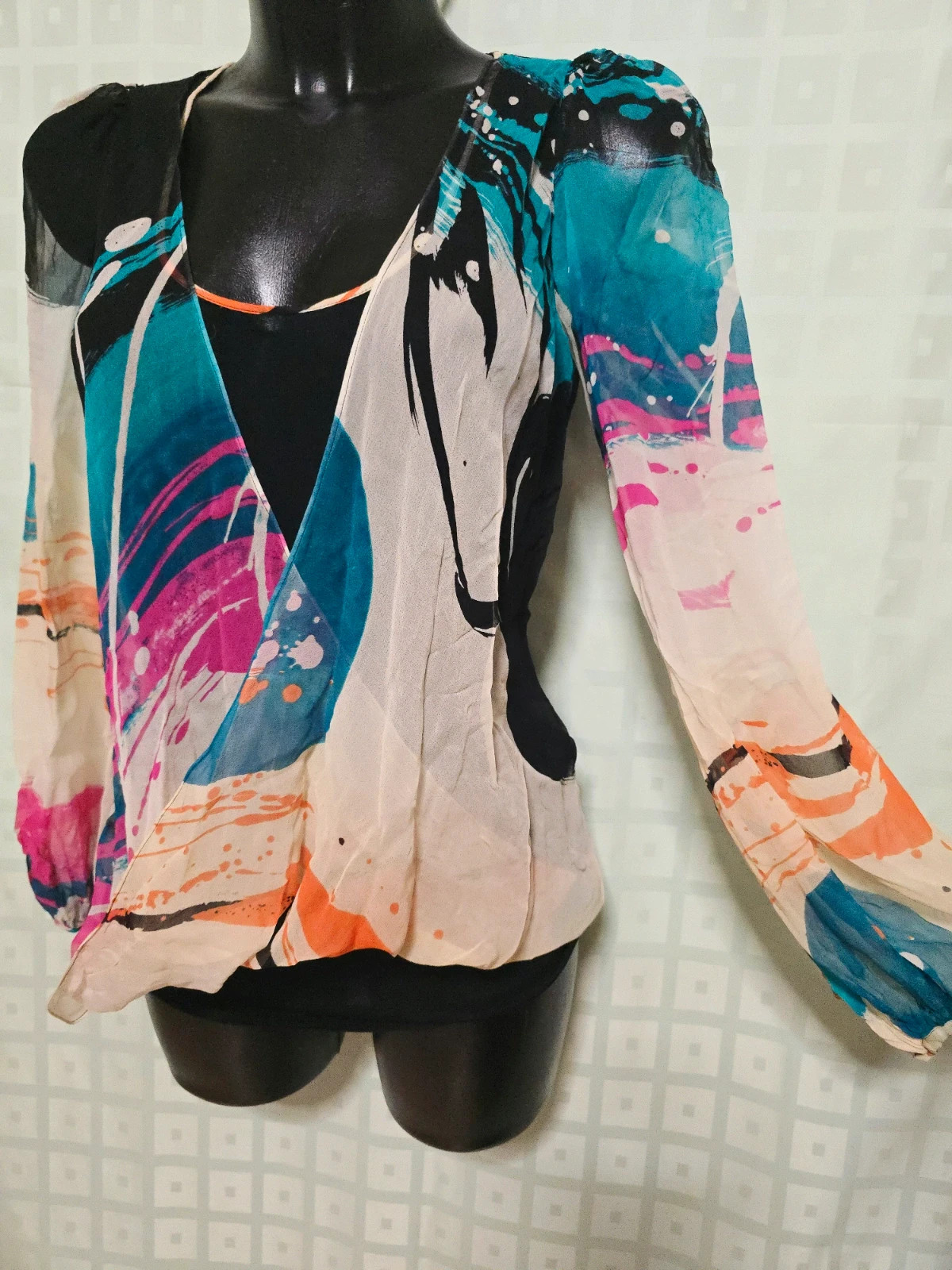 Custo Barcelona Multicolor Silk Abstract Print Blouse – Custo Barcelona – taille L / 40 / 12 2
