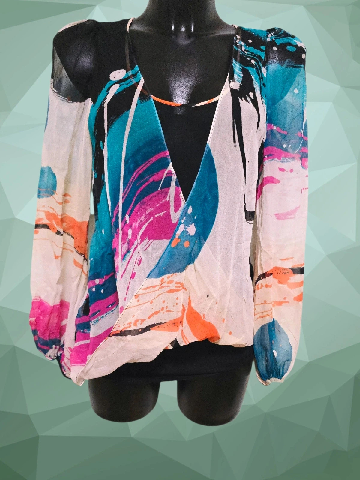 Custo Barcelona Multicolor Silk Abstract Print Blouse
