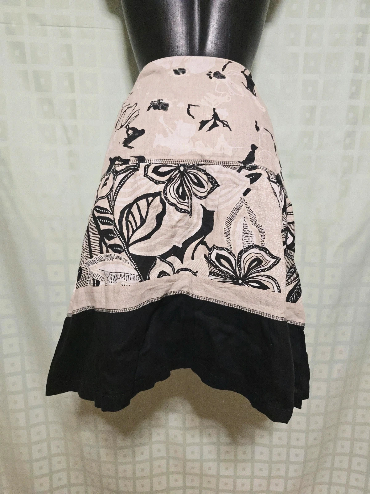 100% Linen Floral Midi Skirt – AROMA – taille XL / 42 / 14 4