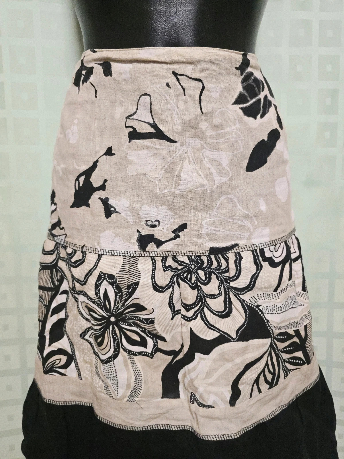 100% Linen Floral Midi Skirt – AROMA – taille XL / 42 / 14 2