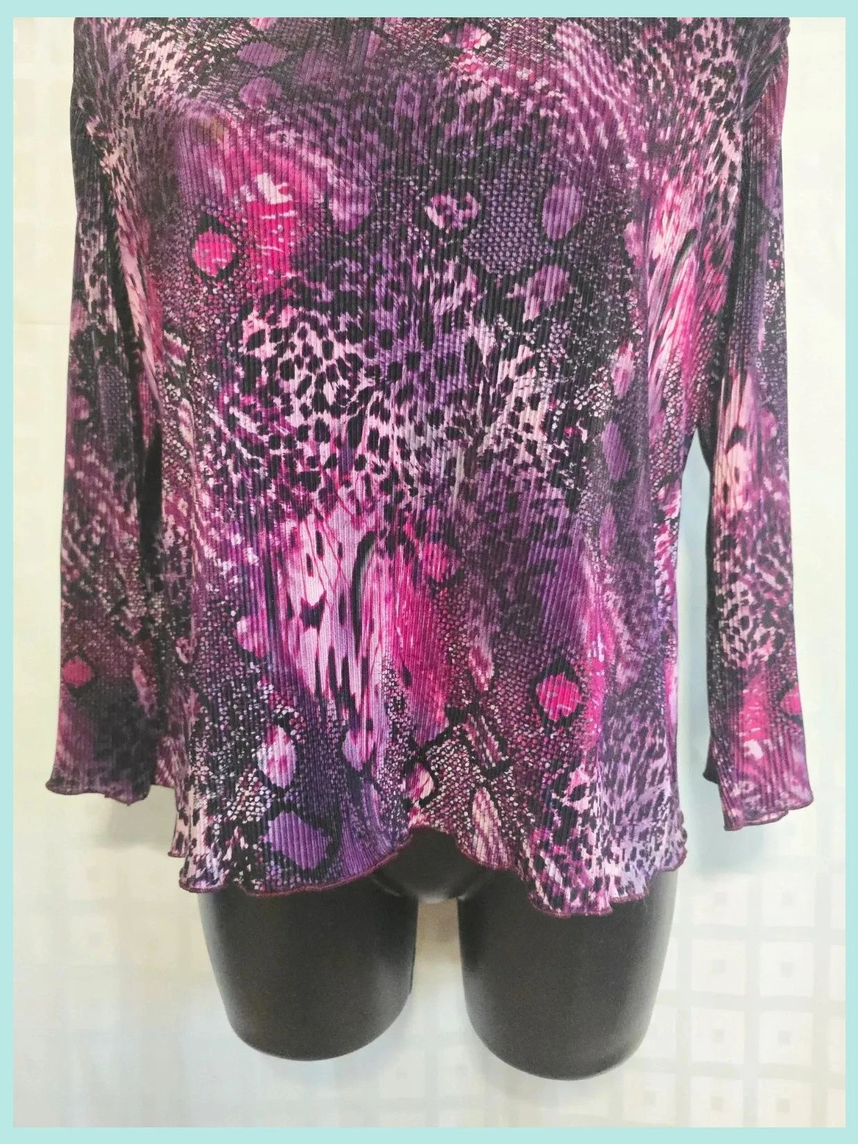 Purple Animal Print Scallop Top bust 124 cm – Vestidor Vintage – taille XXL / 44 / 16 3