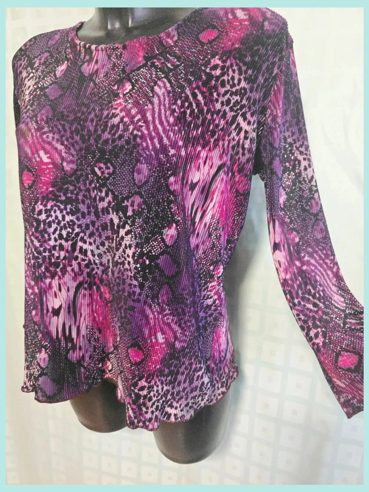 Purple Animal Print Scallop Top bust 124 cm – Vestidor Vintage – taille XXL / 44 / 16 4