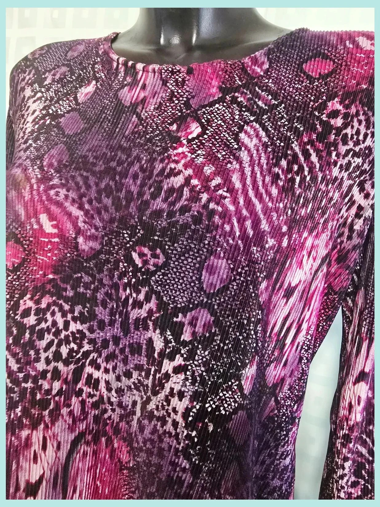 Purple Animal Print Scallop Top bust 124 cm – Vestidor Vintage – taille XXL / 44 / 16 5
