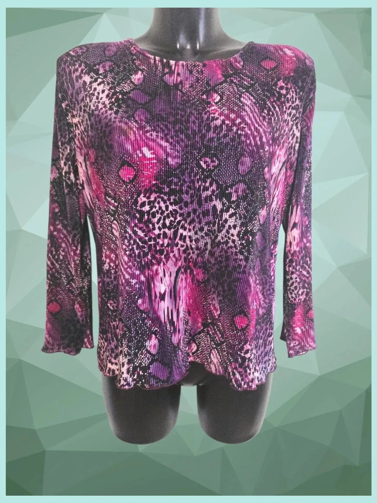 Purple Animal Print Scallop Top bust 124 cm