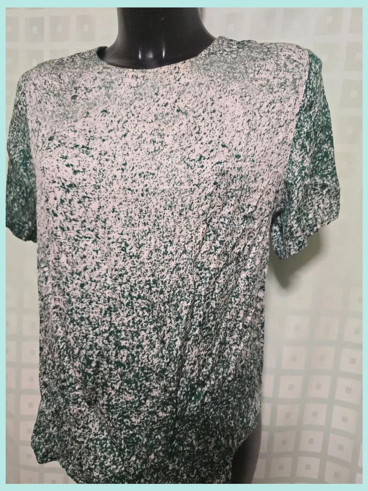 Green & White Speckled Short Sleeve Top – & Other Stories – taille S / 36 / 8 3