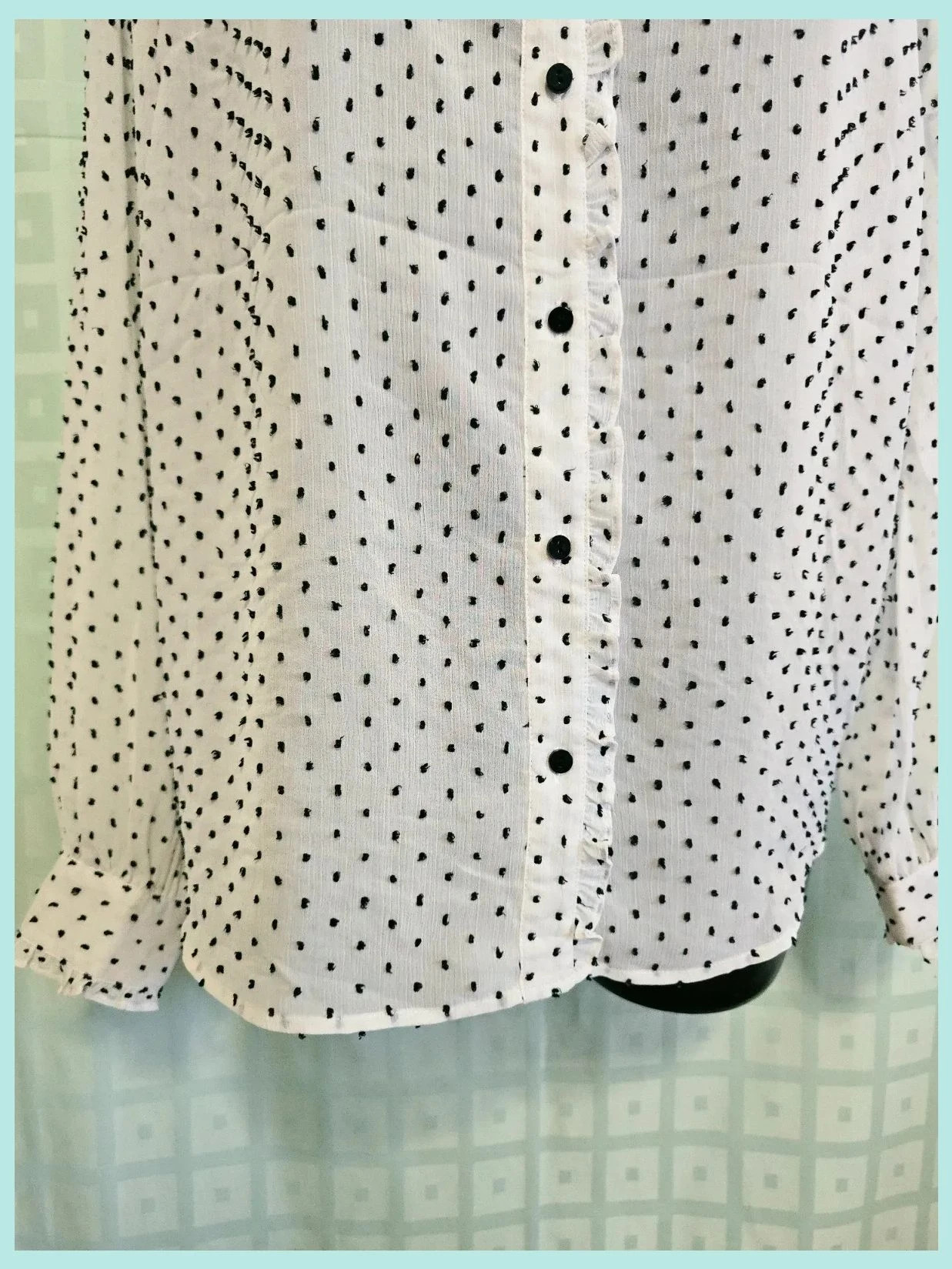 Vintage Polka Dot Swiss Dot Long Sleeve Blouse – Freequent – taille M / 38 / 10 2