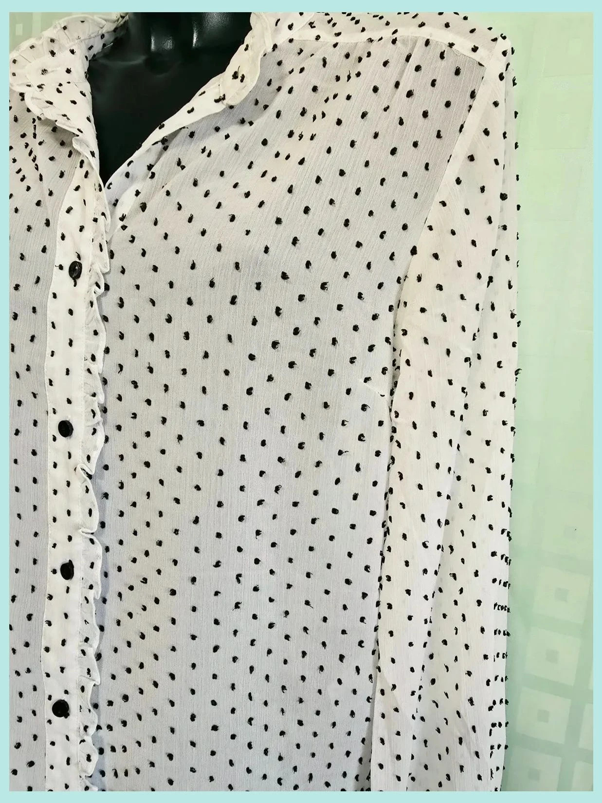 Vintage Polka Dot Swiss Dot Long Sleeve Blouse – Freequent – taille M / 38 / 10 3