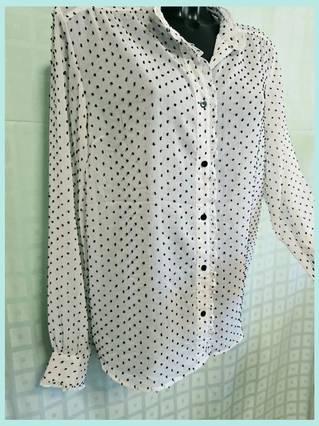 Vintage Polka Dot Swiss Dot Long Sleeve Blouse – Freequent – taille M / 38 / 10 5