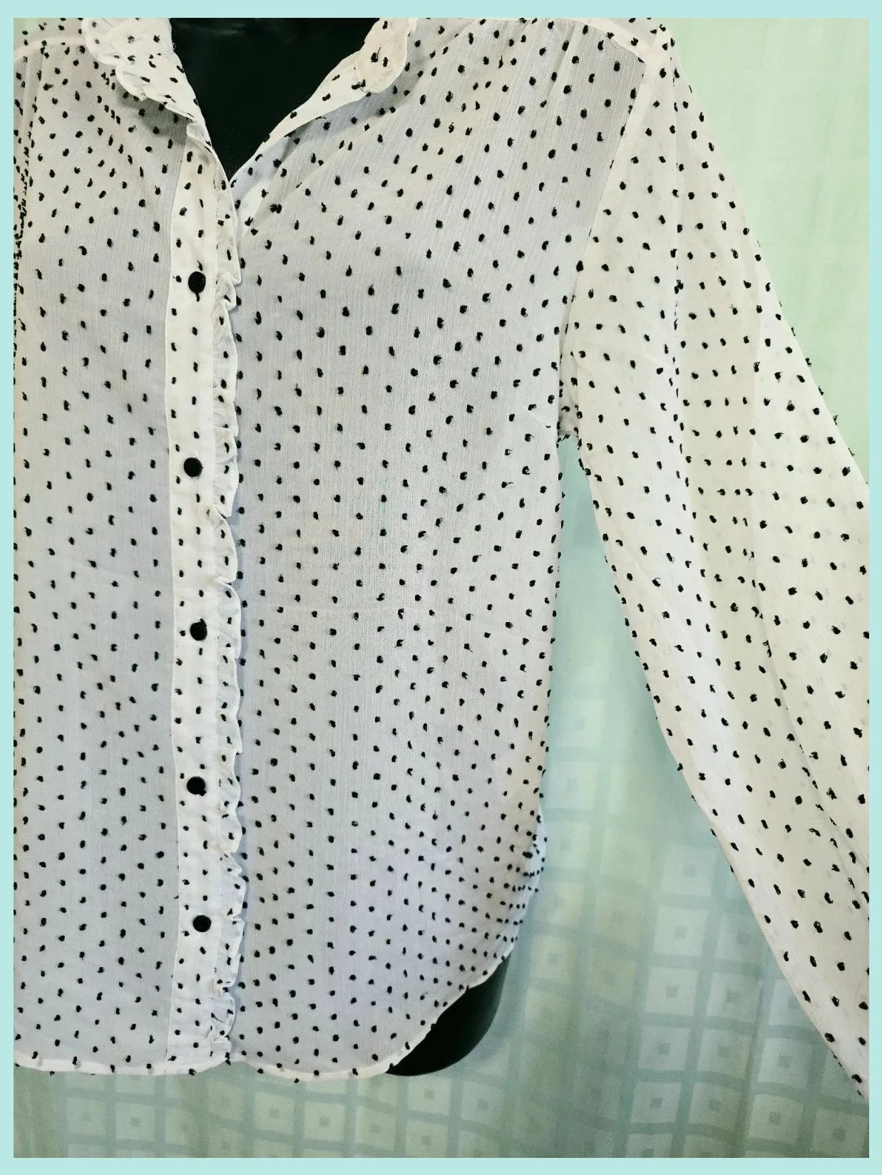 Vintage Polka Dot Swiss Dot Long Sleeve Blouse – Freequent – taille M / 38 / 10 4