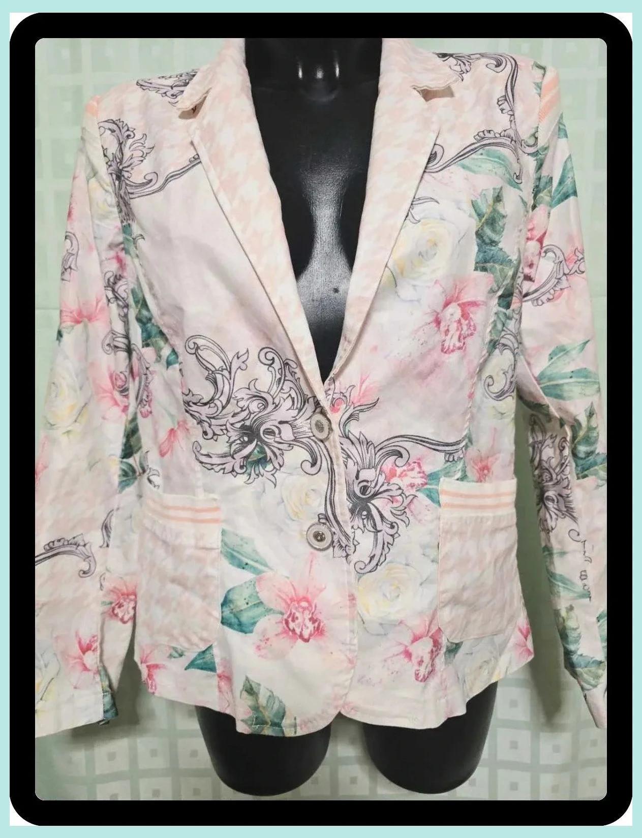 Floral Print Pink Blazer – Nice Istanbul – taille XL / 42 / 14 2