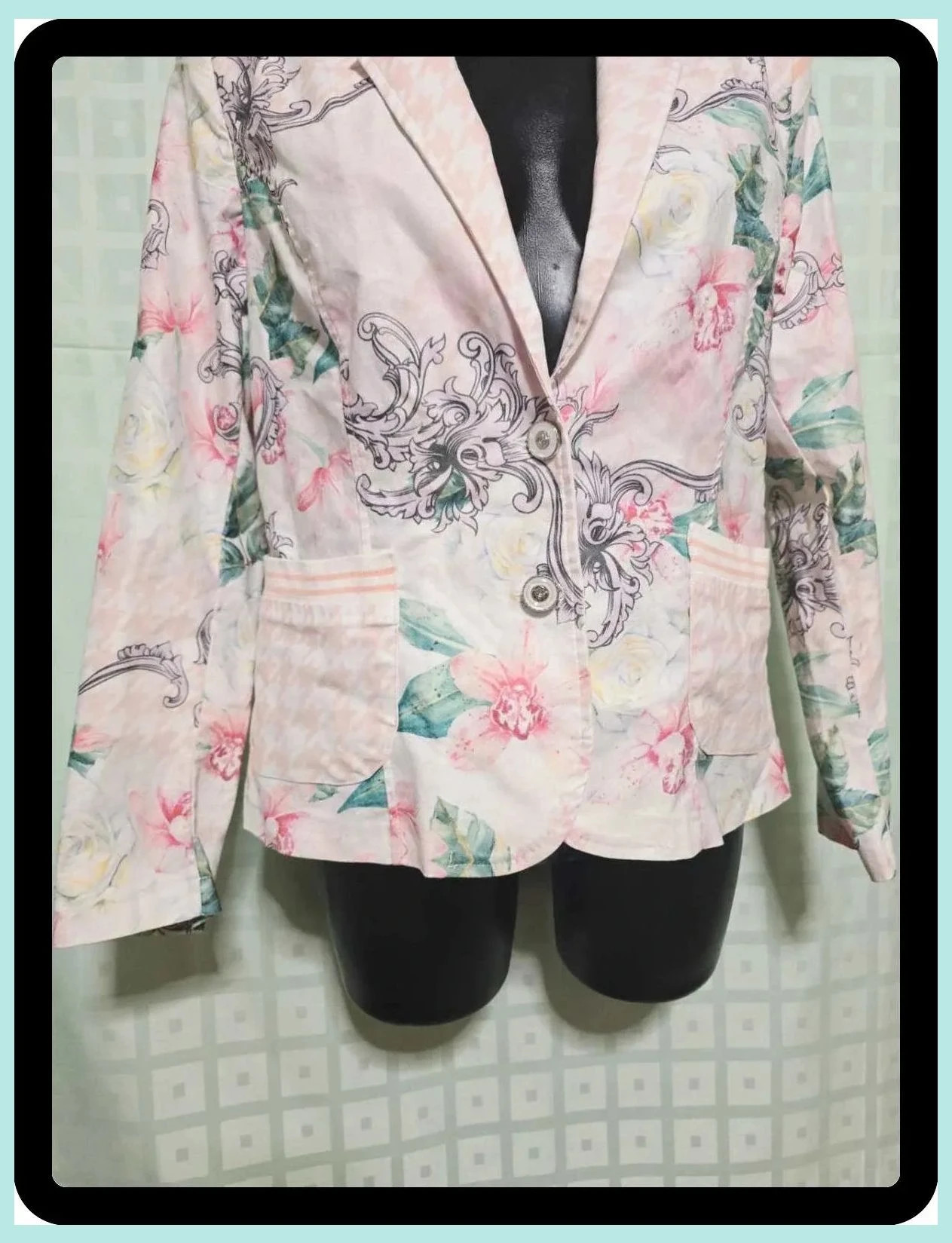Floral Print Pink Blazer – Nice Istanbul – taille XL / 42 / 14 3