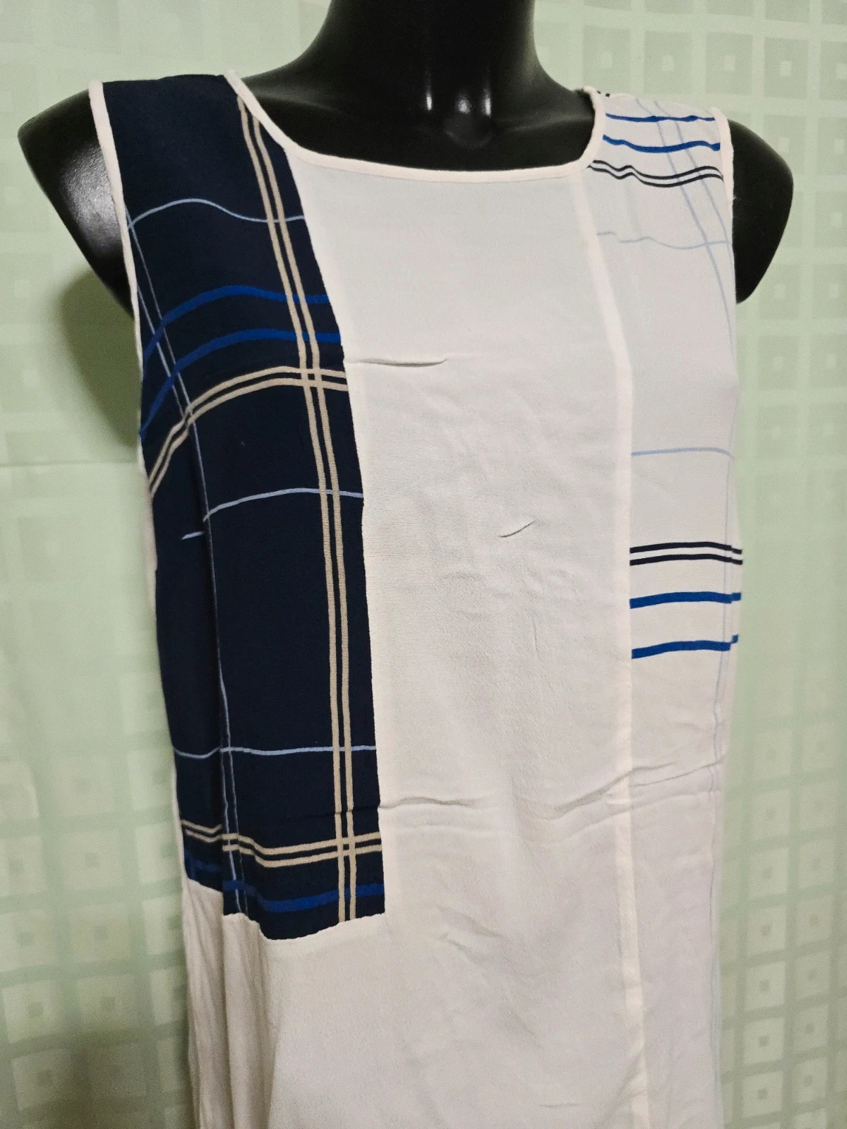 White & Navy Blue Patchwork Blouse – Next – taille XXXL / 46 / 18 2