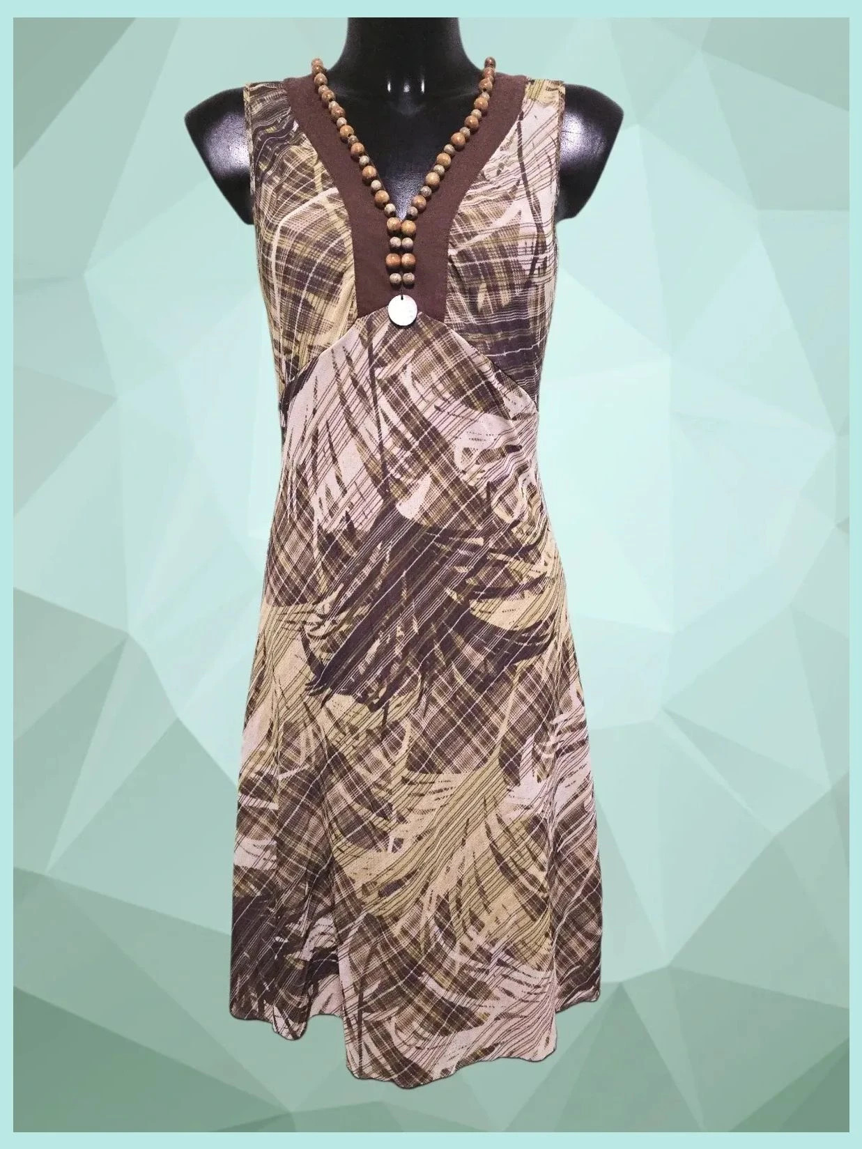 Abstract Palm Print V-Neck Dress