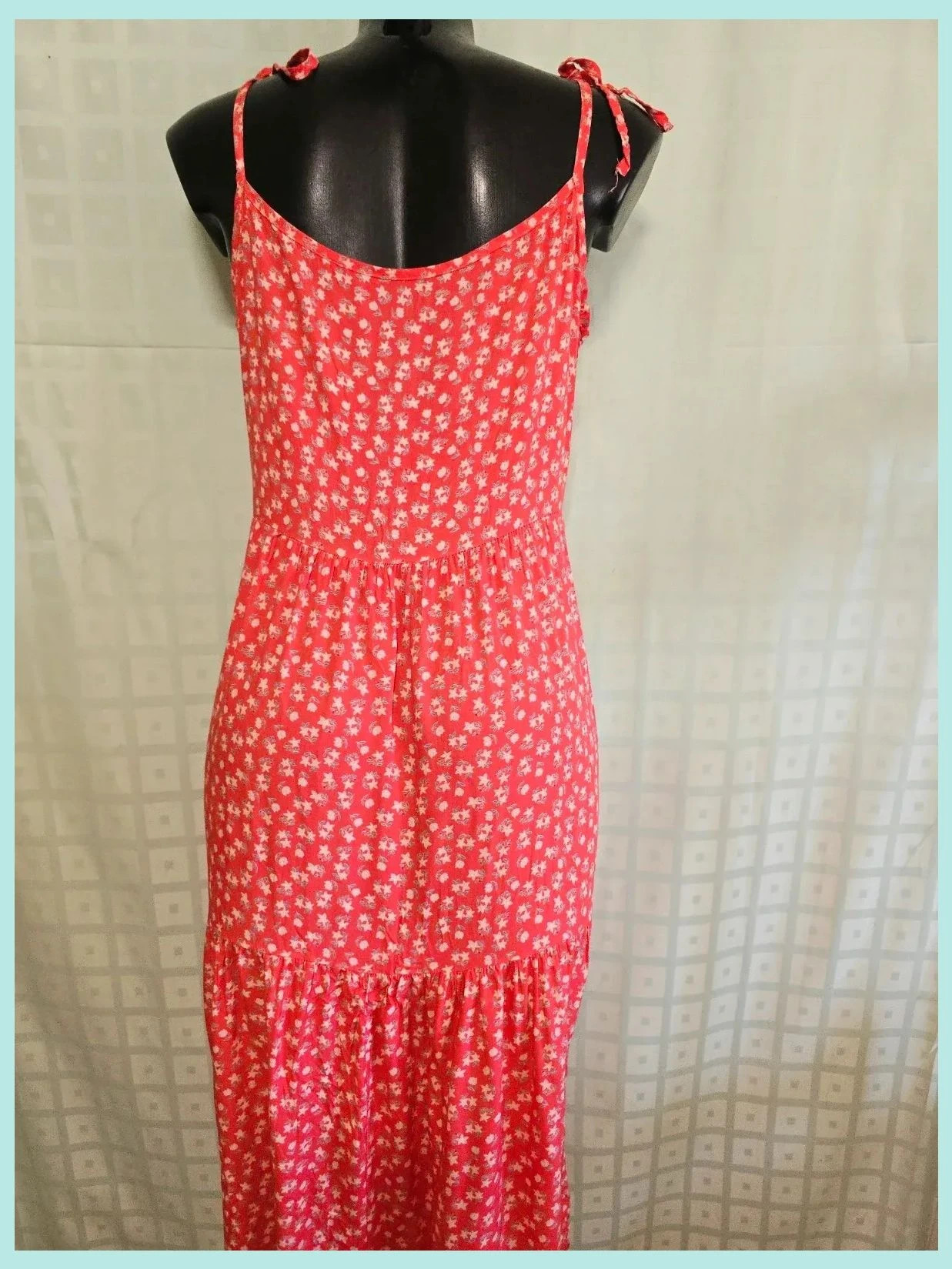 Red Floral Tie Shoulder Dress 100% Viscose – boutique indépendante – taille Taille unique 5
