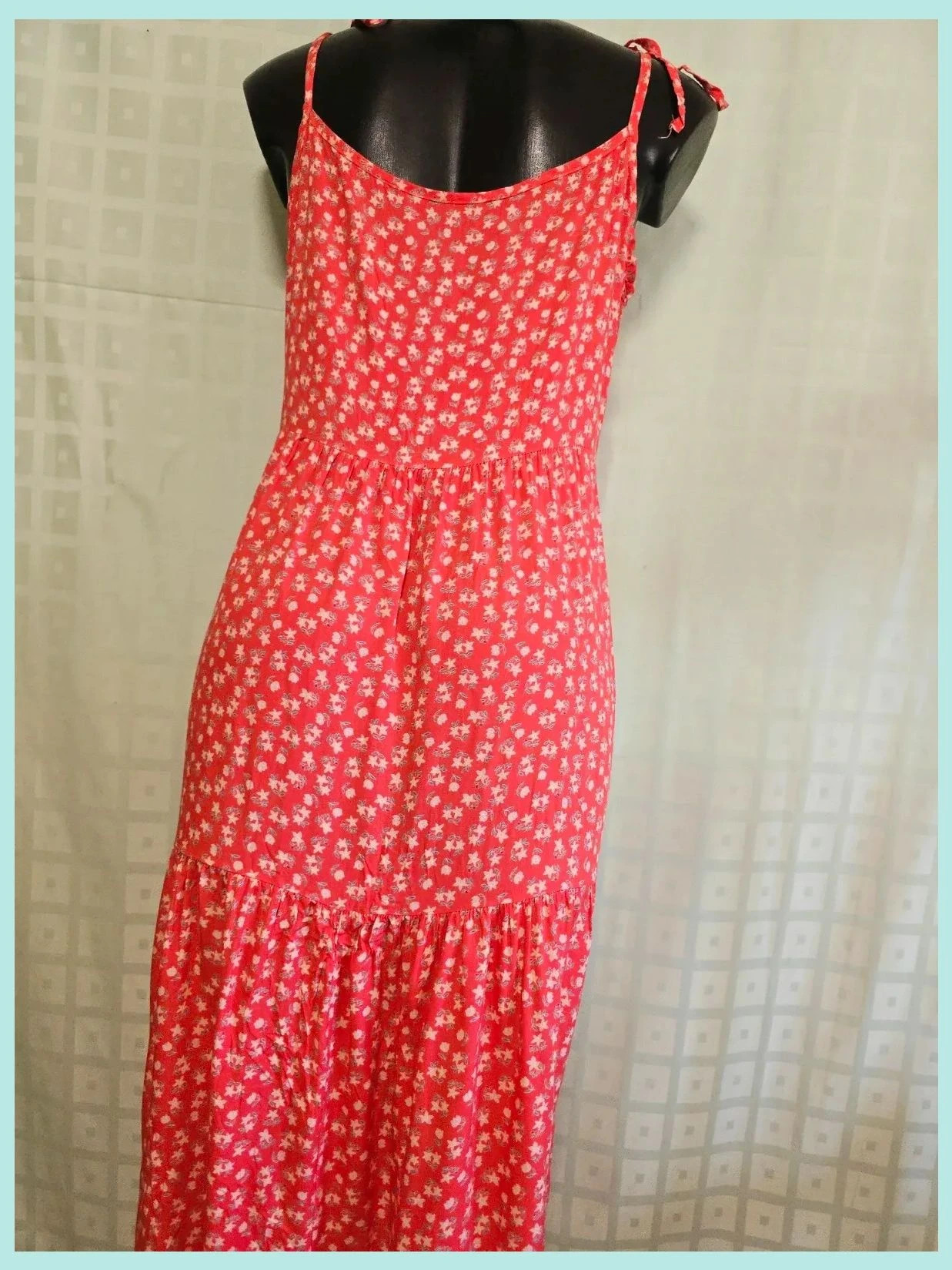 Red Floral Tie Shoulder Dress 100% Viscose – boutique indépendante – taille Taille unique 4
