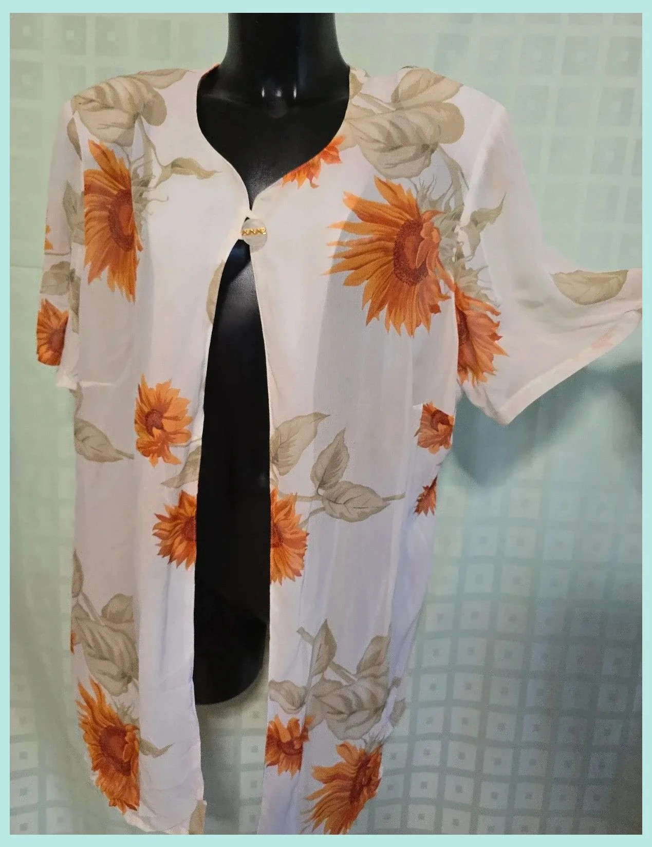 Sunflower Print Sheer Flowy Blouse – Christine Laure – taille 5XL / 50 / 22 2