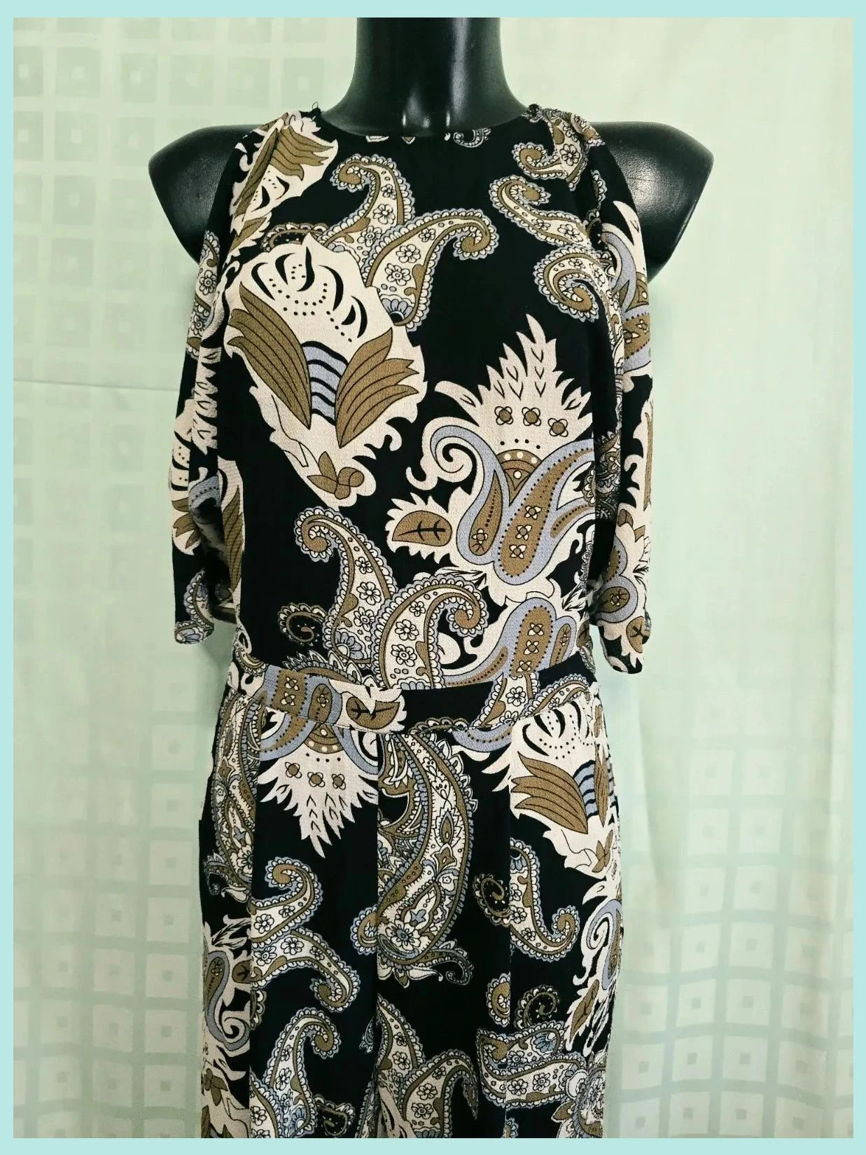 Vintage Paisley Print Jumpsuit with Back Zipper – Cameo Rose – taille M / 38 / 10 2