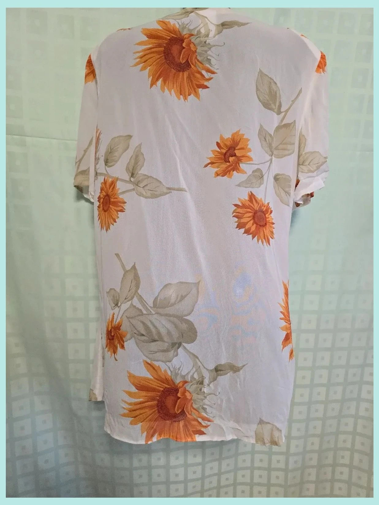 Sunflower Print Sheer Flowy Blouse – Christine Laure – taille 5XL / 50 / 22 5