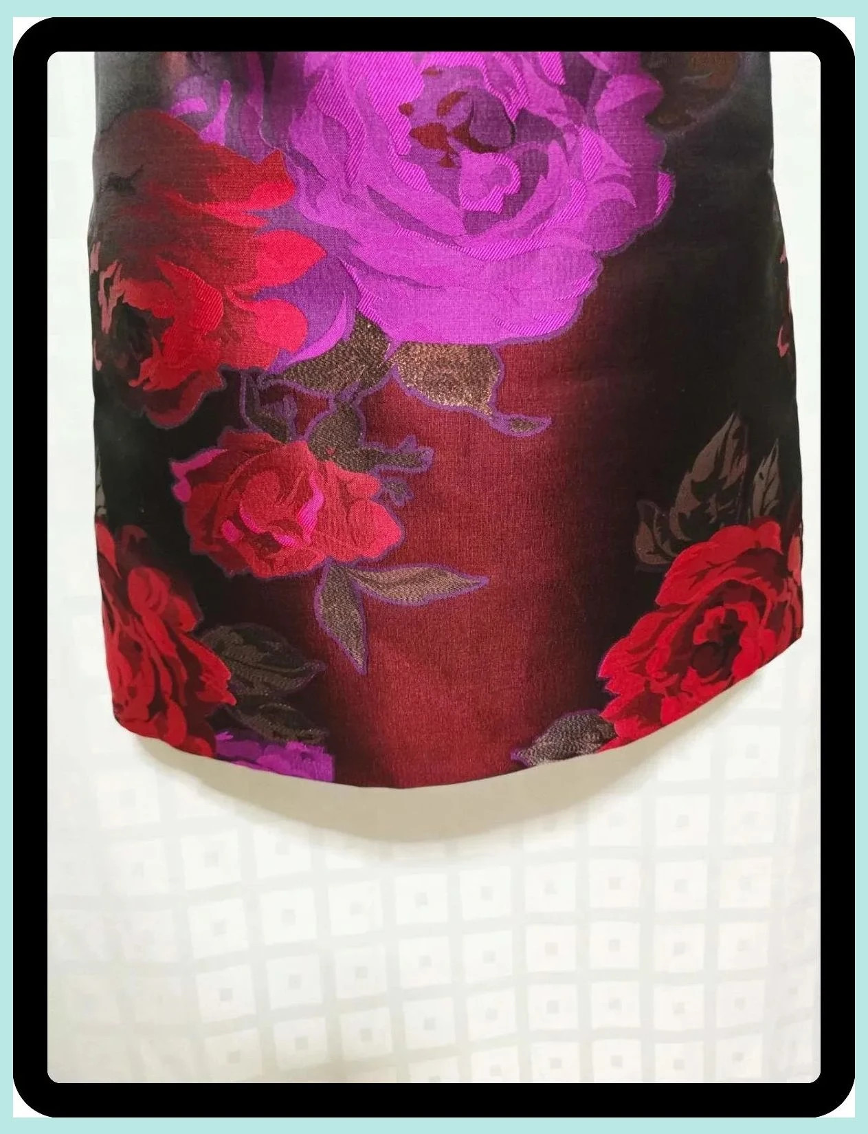 Elegant Burgundy & Purple Floral Jacquard Mini Skirt – River Island – taille S / 36 / 8 2