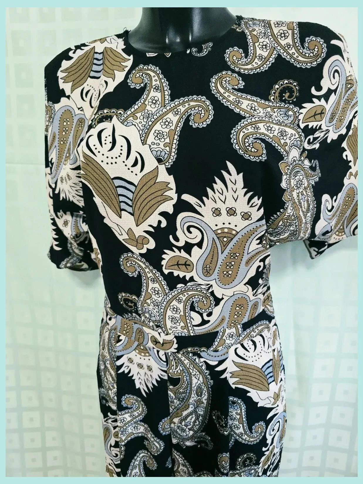 Vintage Paisley Print Jumpsuit with Back Zipper – Cameo Rose – taille M / 38 / 10 4
