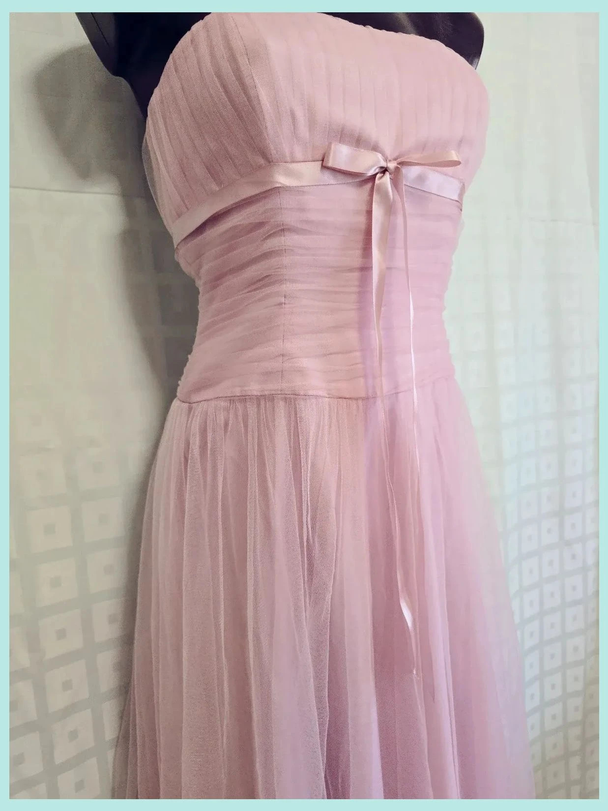 Dusty Pink Strapless Tulle Midi Dress – B2 – taille XS / 34 / 6 4
