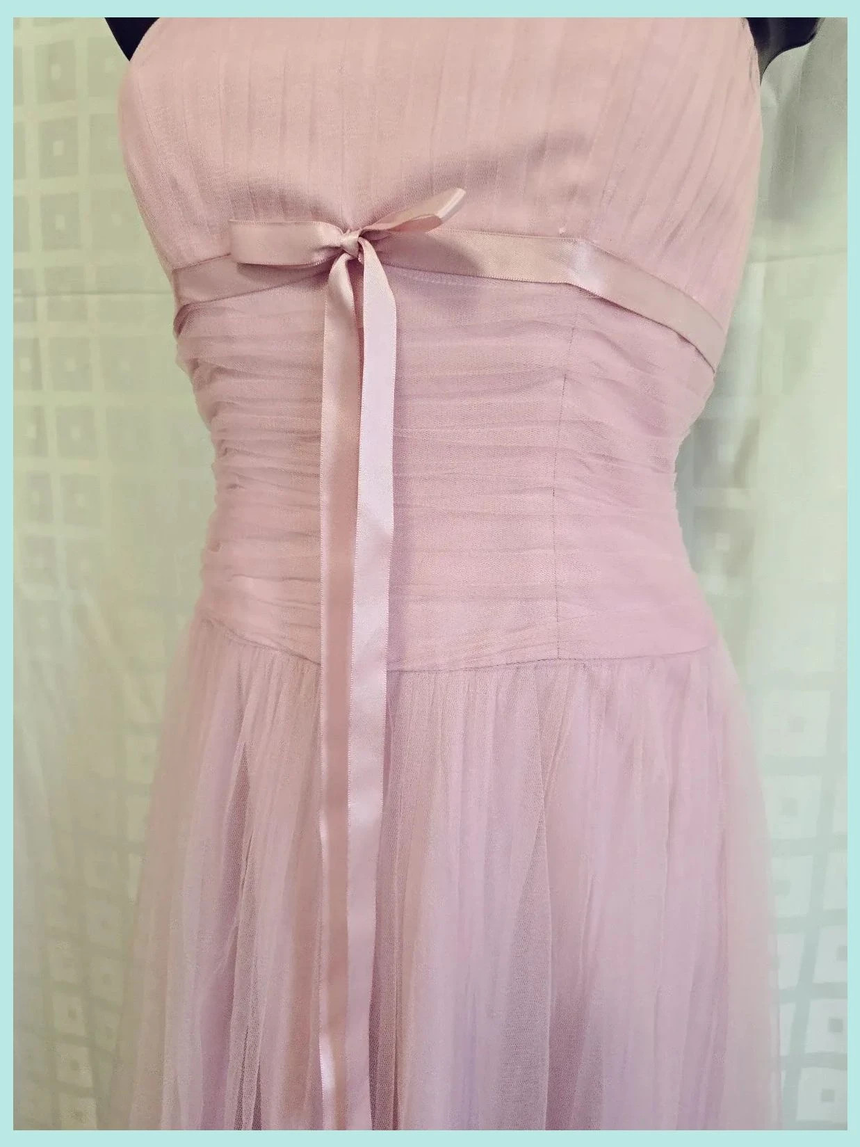 Dusty Pink Strapless Tulle Midi Dress – B2 – taille XS / 34 / 6 5