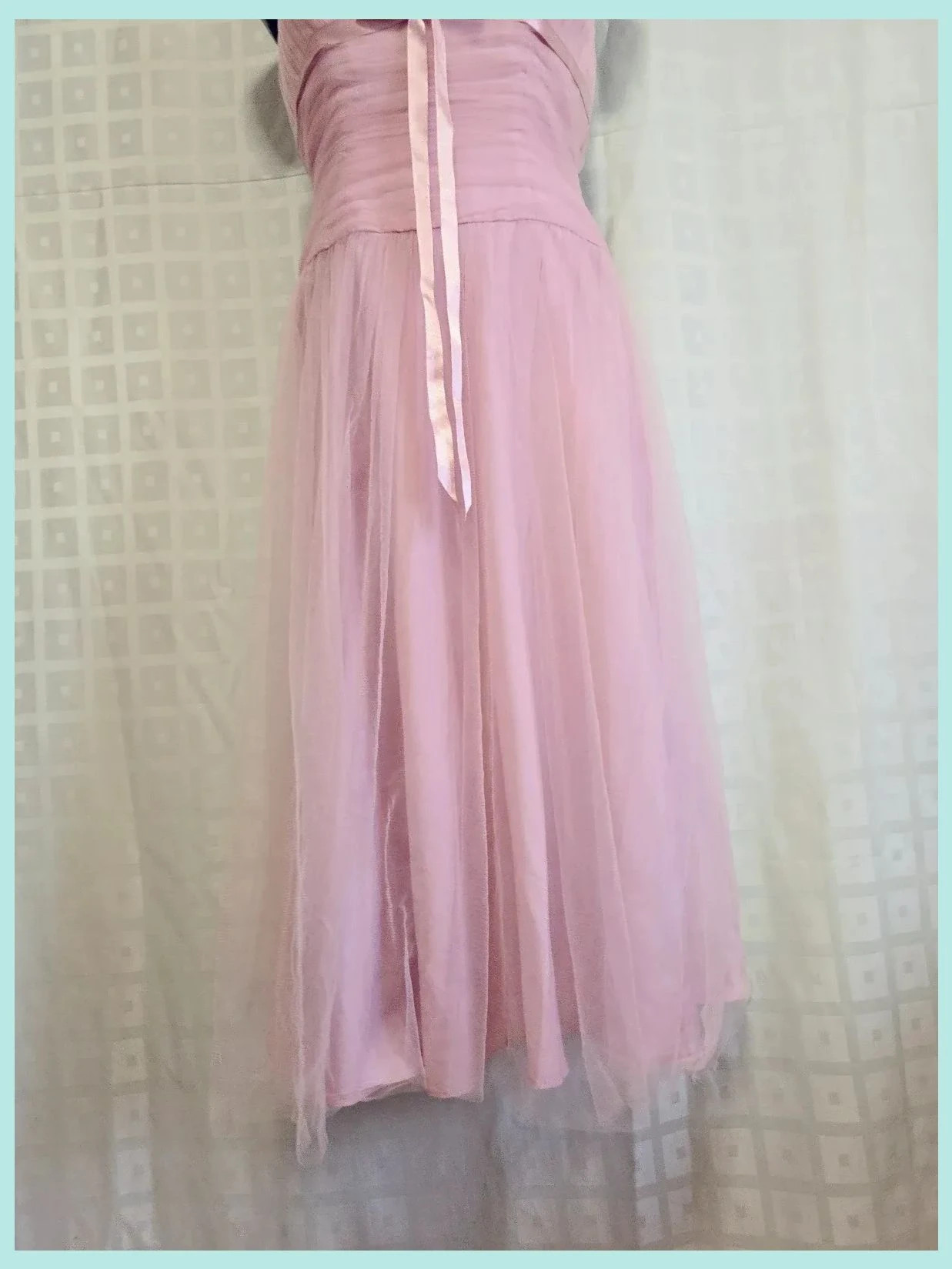 Dusty Pink Strapless Tulle Midi Dress – B2 – taille XS / 34 / 6 3