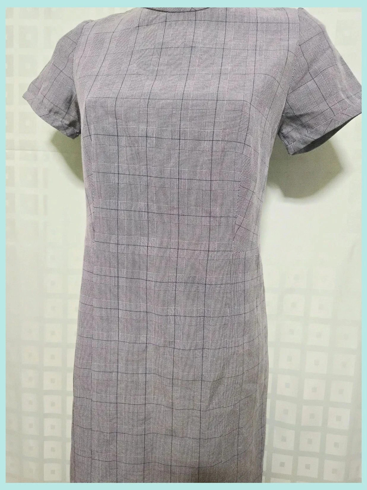 Grey Prince of Wales Check Shift Dress – Vestidor Vintage – taille M / 38 / 10 2