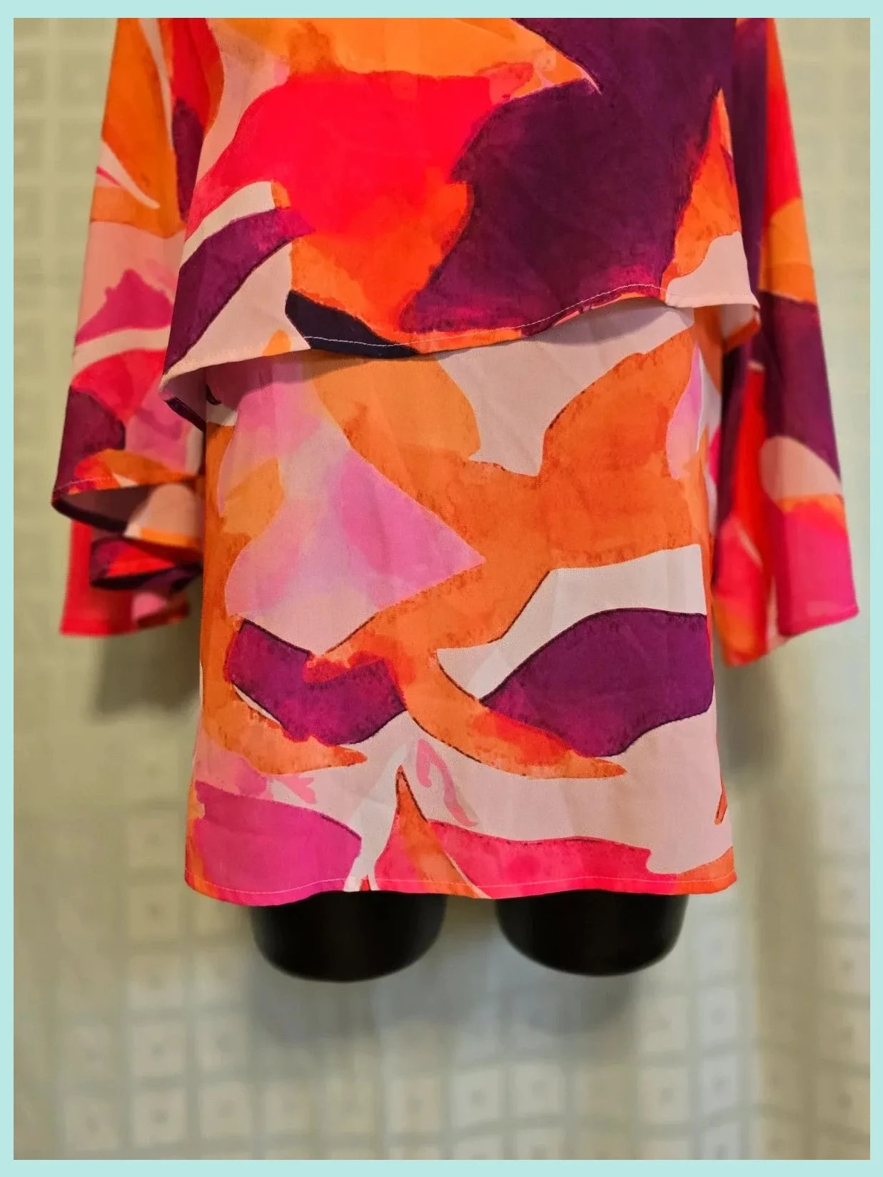 Pink orange abstract layered blouse – Chevió – taille XXL / 44 / 16 3