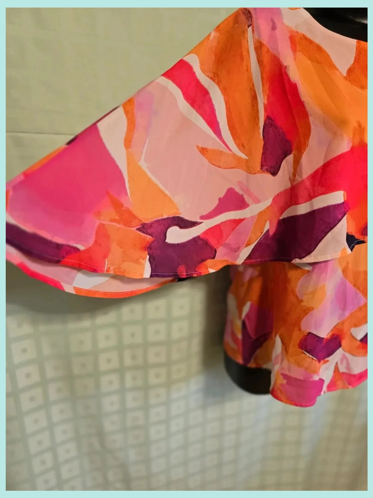 Pink orange abstract layered blouse – Chevió – taille XXL / 44 / 16 4