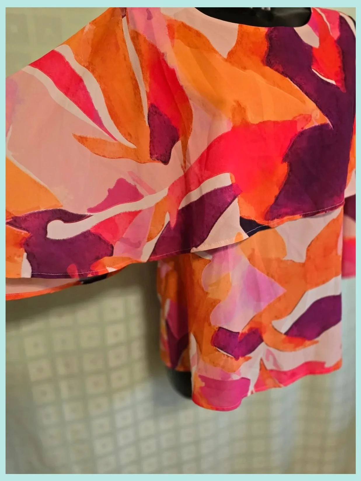 Pink orange abstract layered blouse – Chevió – taille XXL / 44 / 16 5