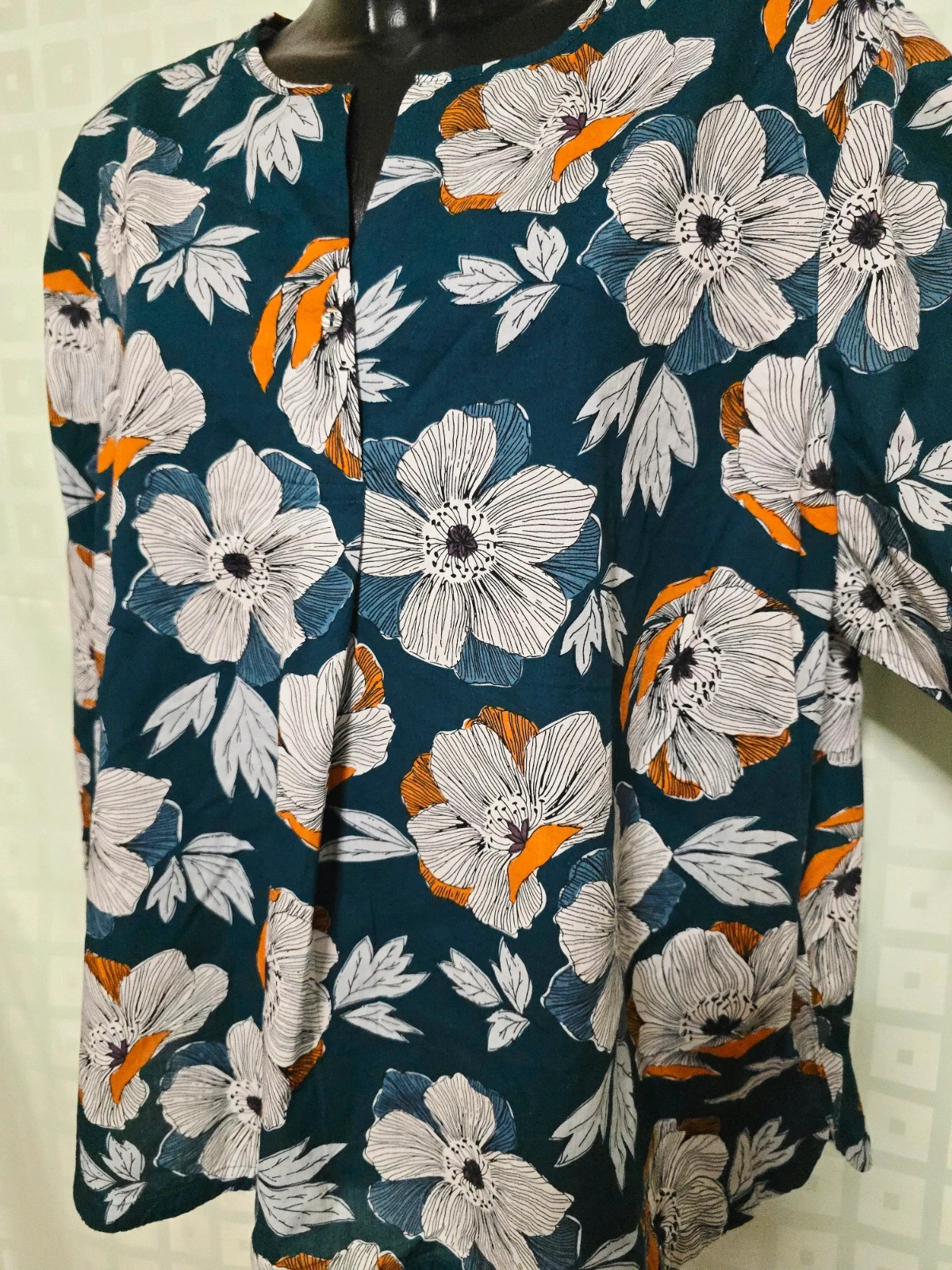 Teal Floral Notch Neck Blouse – Seasalt – taille 5XL / 50 / 22 5