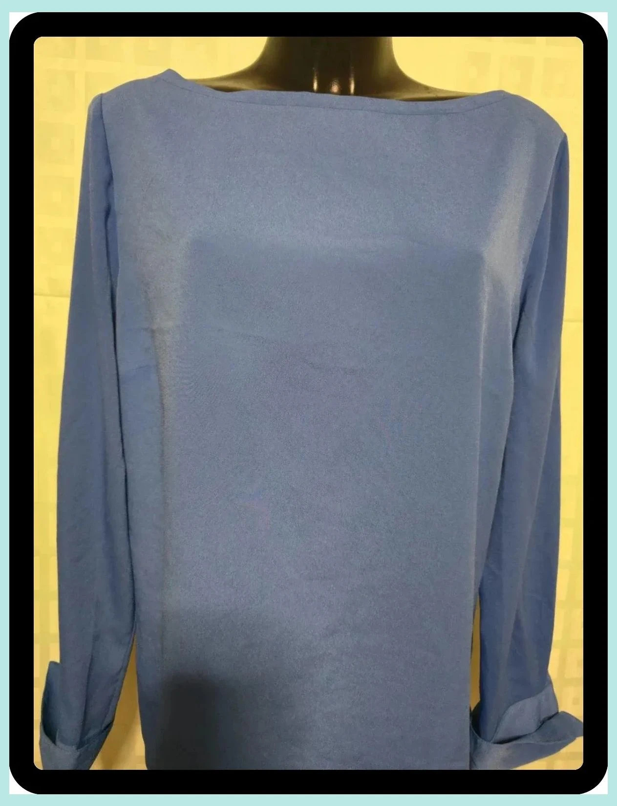 Elegant Periwinkle Blue Boat Neck Long Sleeve Blouse – Trussardi – taille XXXL / 46 / 18 2