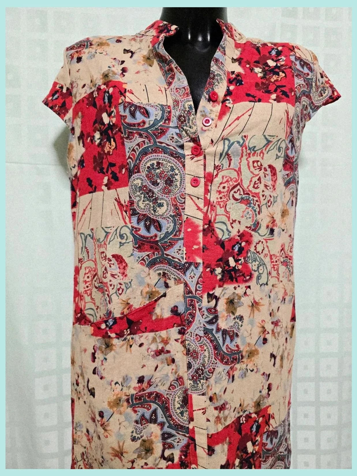 Patchwork Paisley Print Shirt Dress – Zanzea – taille M / 38 / 10 3