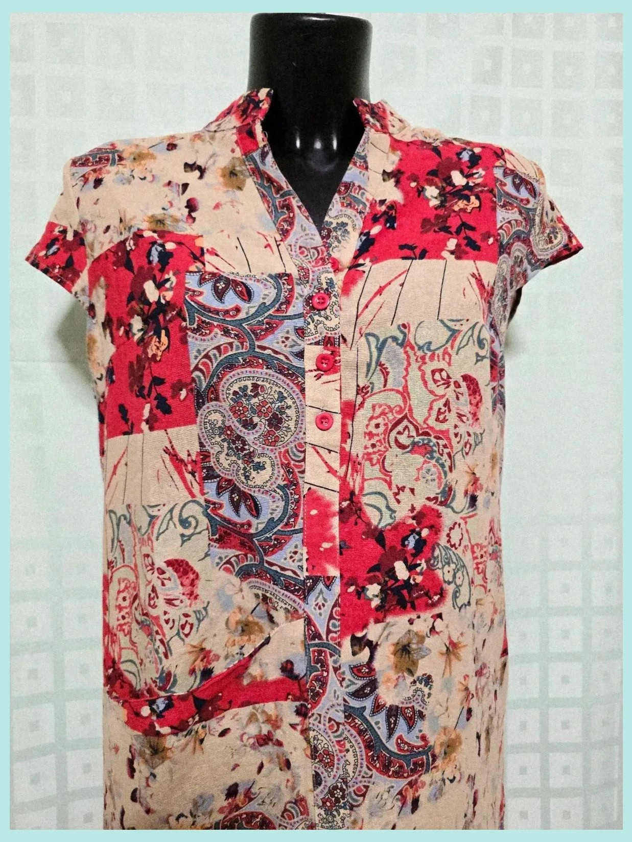 Patchwork Paisley Print Shirt Dress – Zanzea – taille M / 38 / 10 2