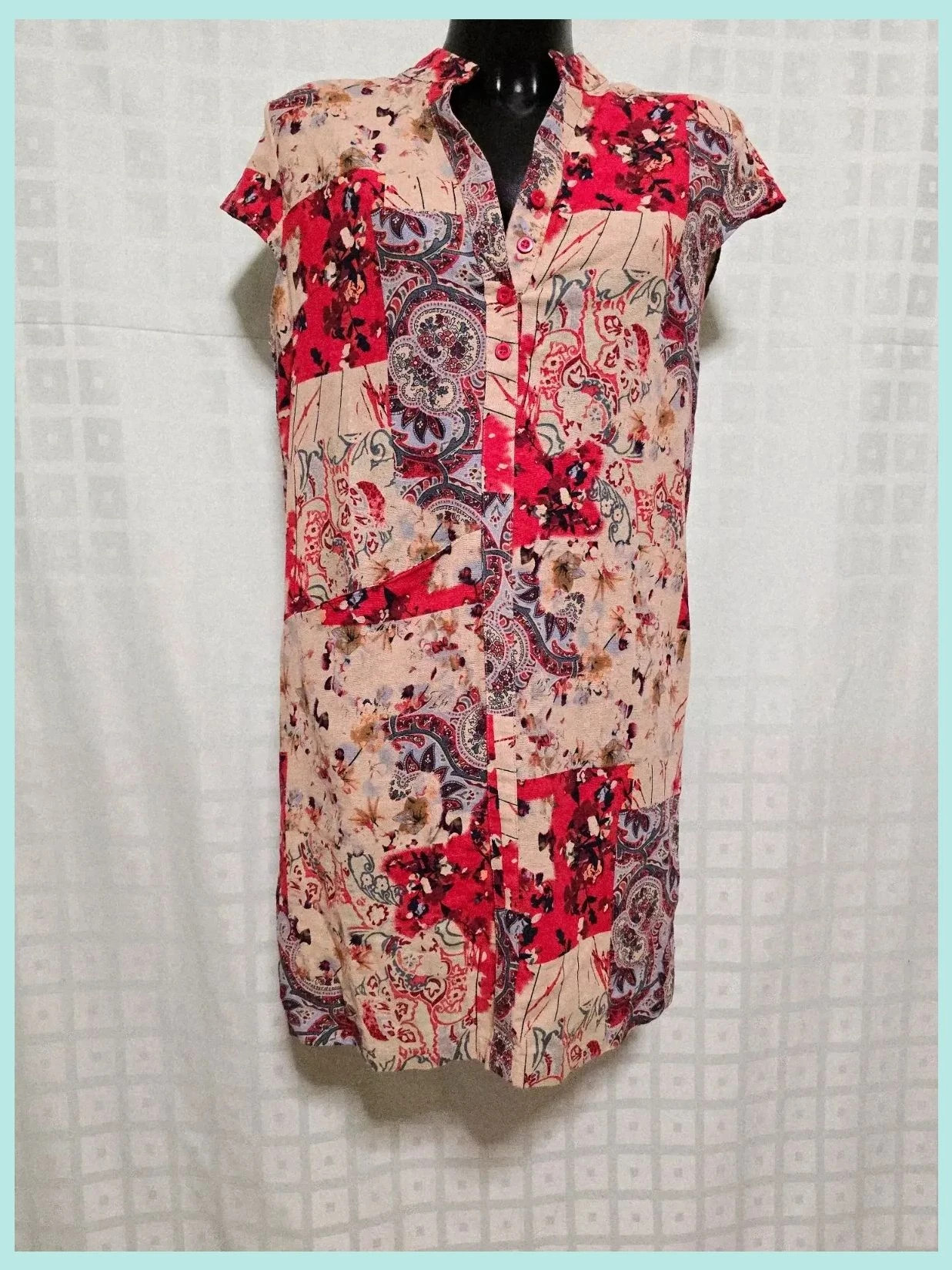 Patchwork Paisley Print Shirt Dress