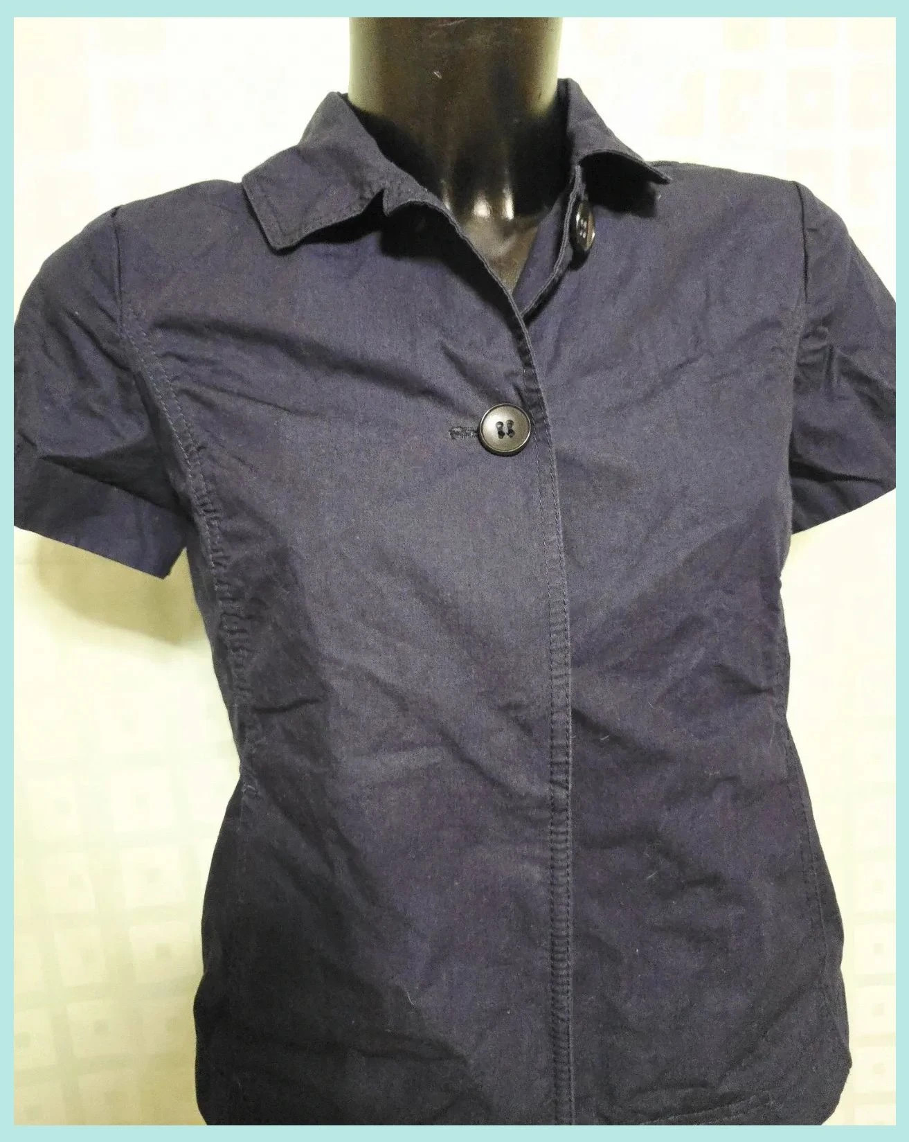 Navy Blue Cotton Blazer Top 100% Cotton – More & More – taille S / 36 / 8 2