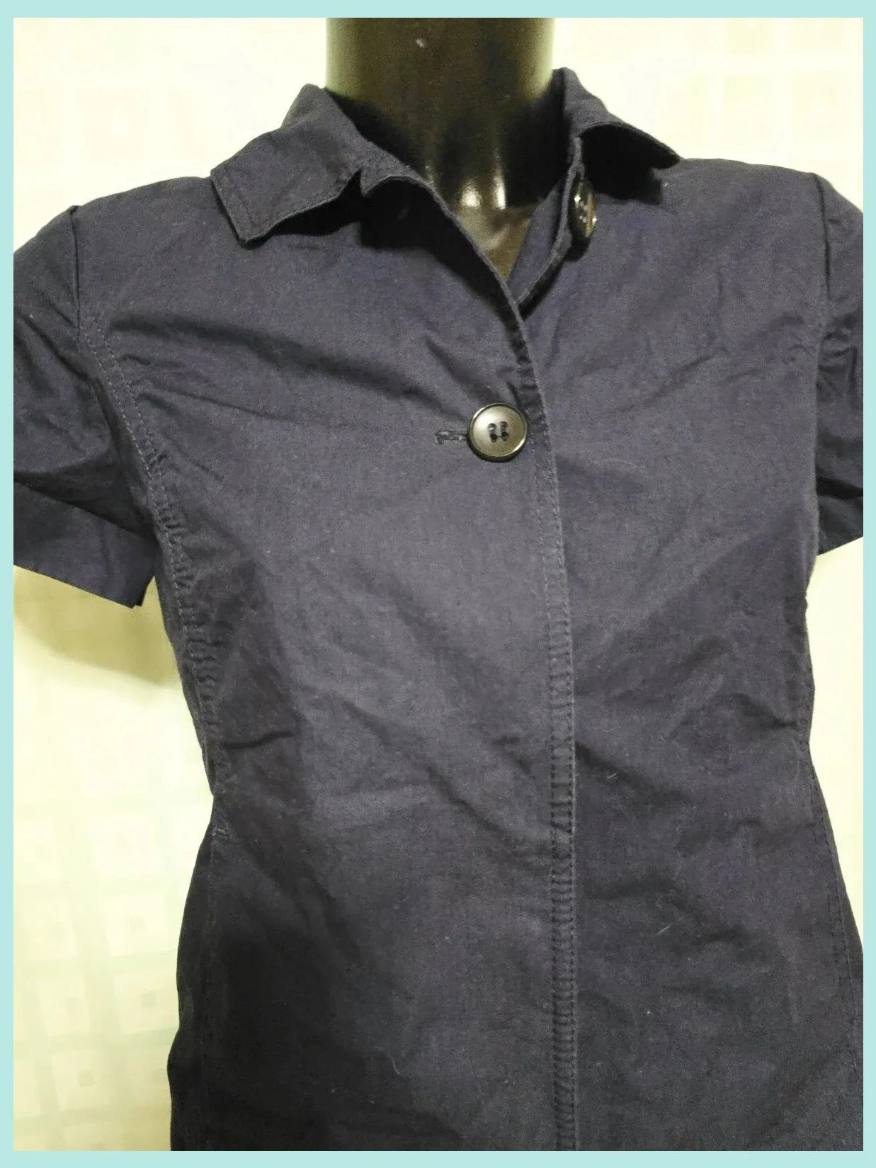 Navy Blue Cotton Blazer Top 100% Cotton – More & More – taille S / 36 / 8 3