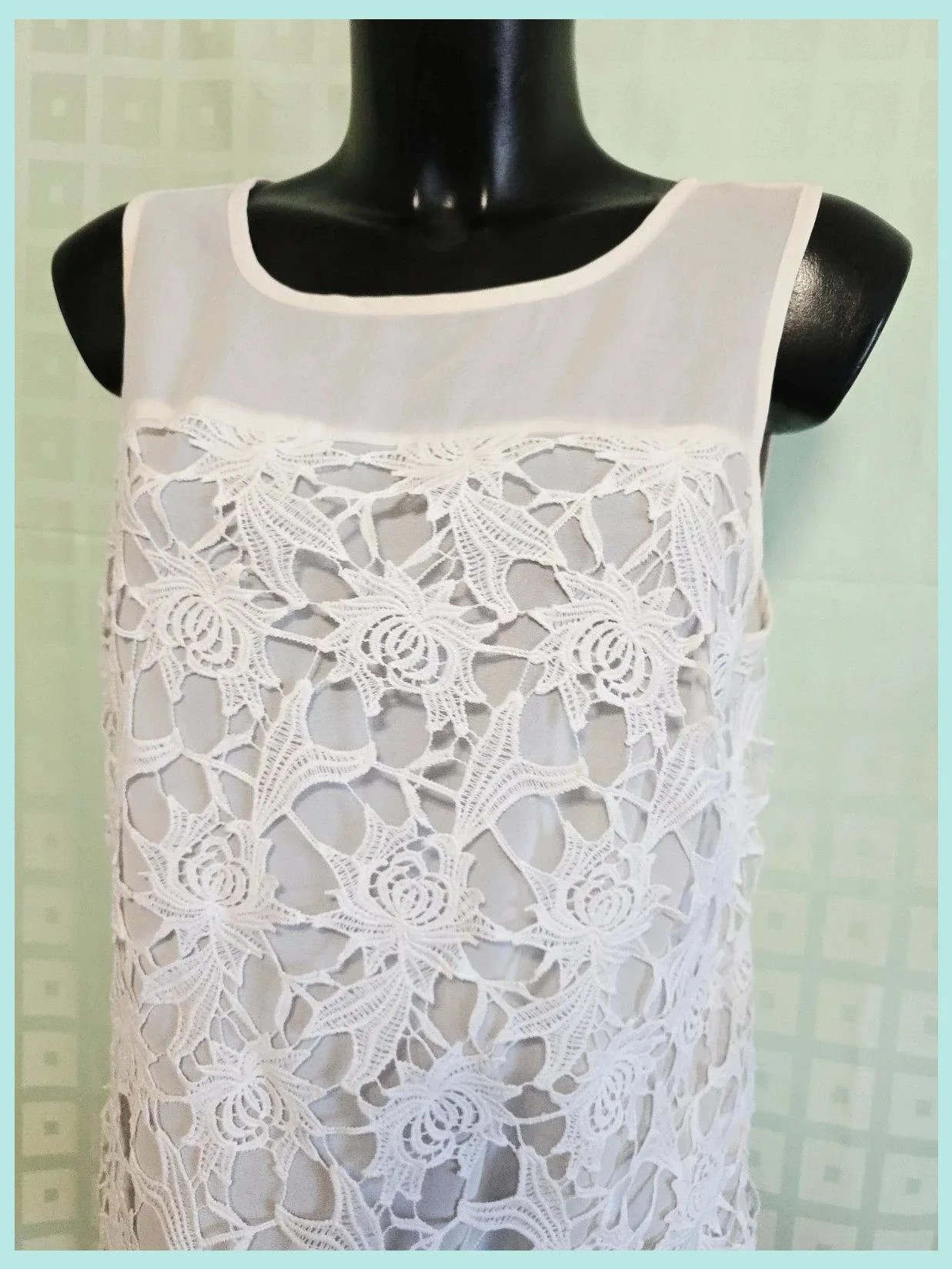 White Floral Guipure Lace Sleeveless Top – Adiva – taille L / 40 / 12 2