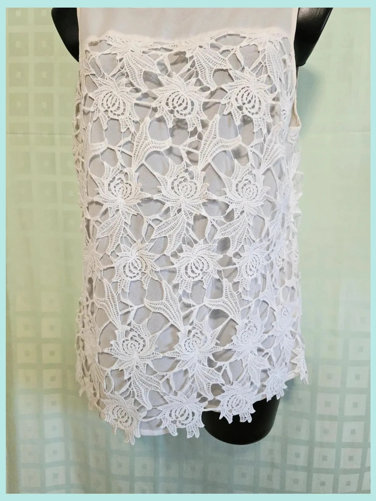 White Floral Guipure Lace Sleeveless Top – Adiva – taille L / 40 / 12 3