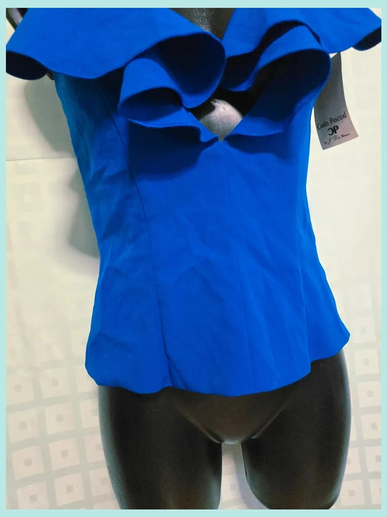 Royal Blue Ruffle V-Neck Top – Boutique Belgique – taille M / 38 / 10 3