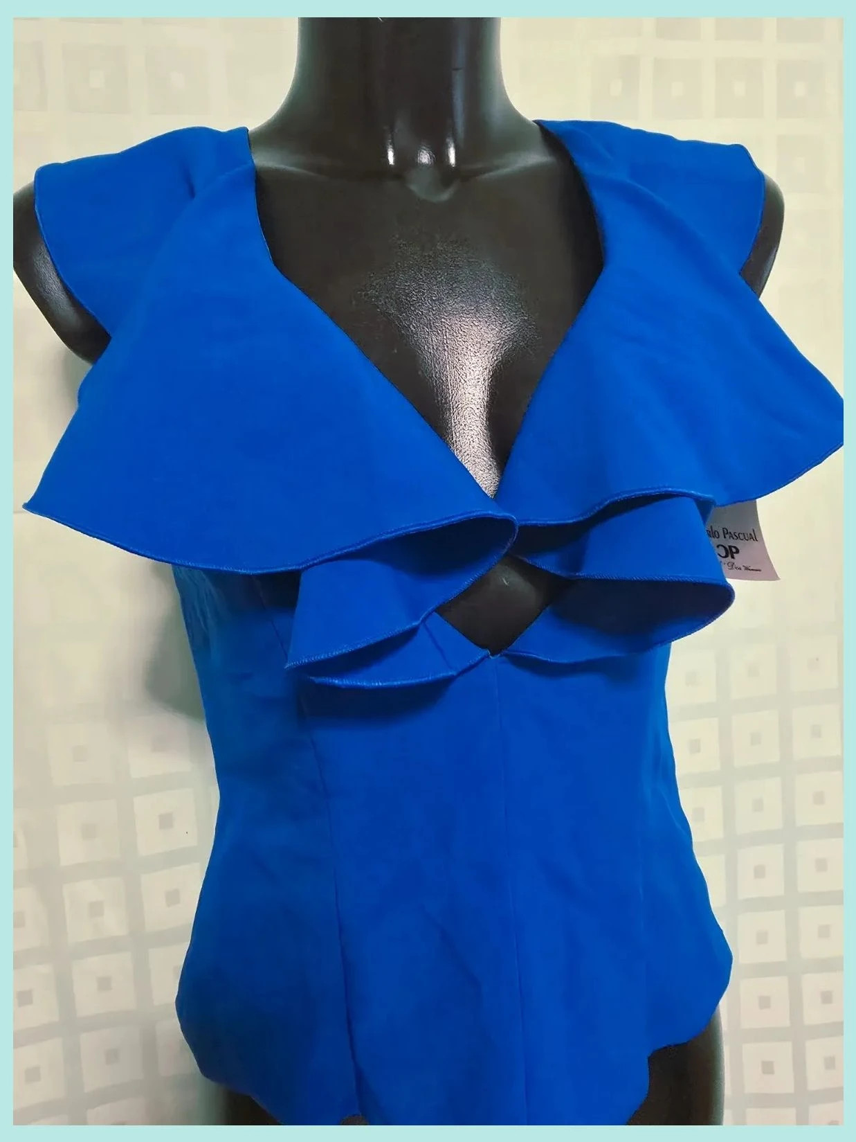 Royal Blue Ruffle V-Neck Top – Boutique Belgique – taille M / 38 / 10 2
