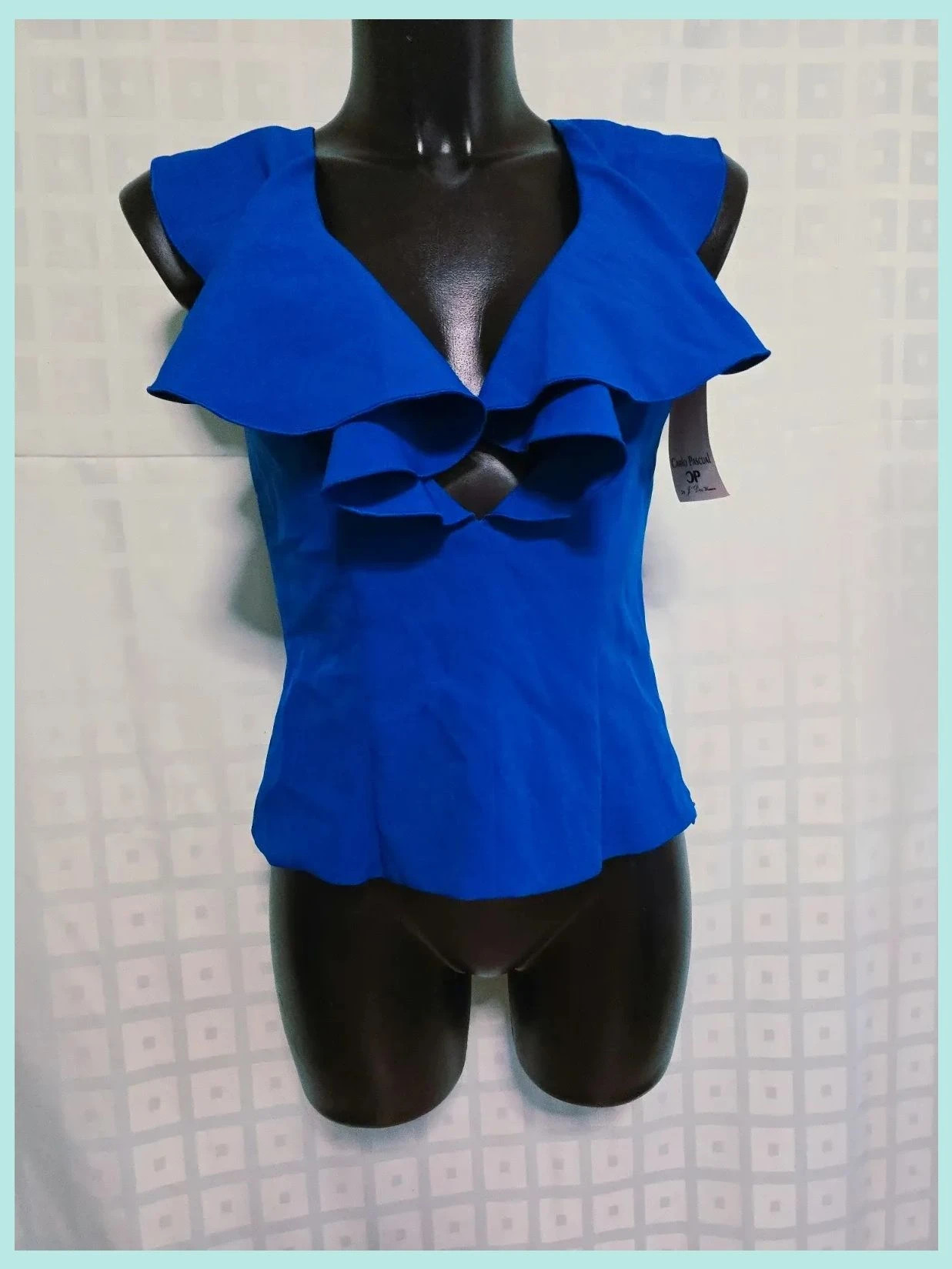 Royal Blue Ruffle V-Neck Top