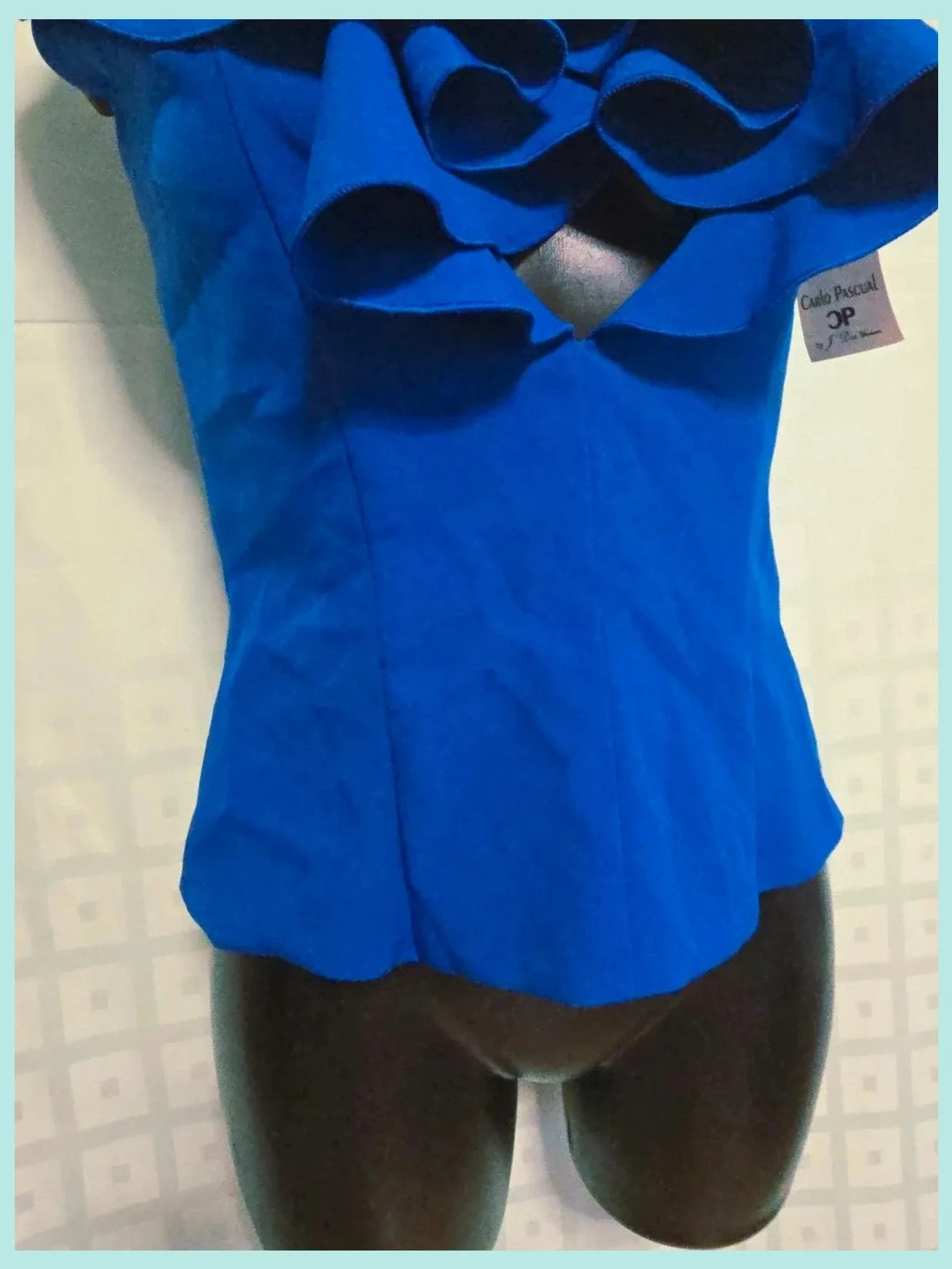 Royal Blue Ruffle V-Neck Top – Boutique Belgique – taille M / 38 / 10 5