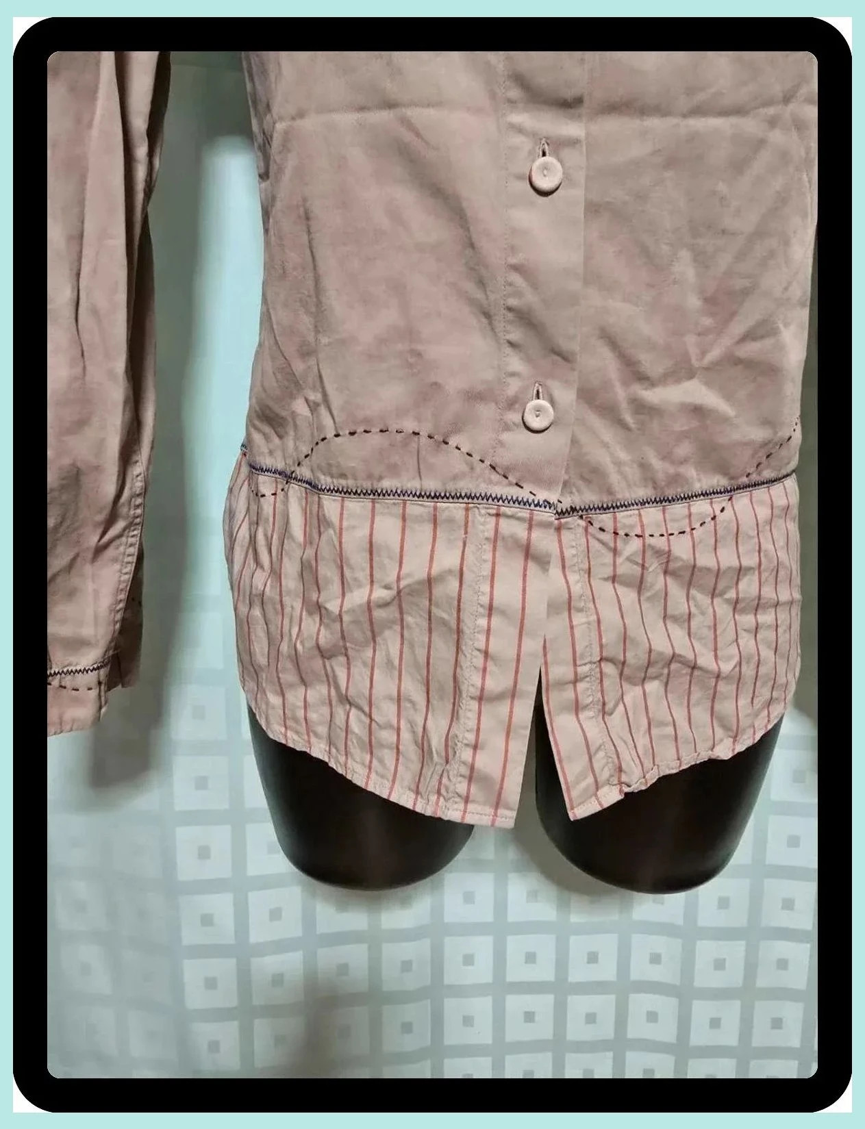 Napapijri Beige Fitted Shirt with Contrast Stitching & Striped Hem – Napapijri – taille S / 36 / 8 4