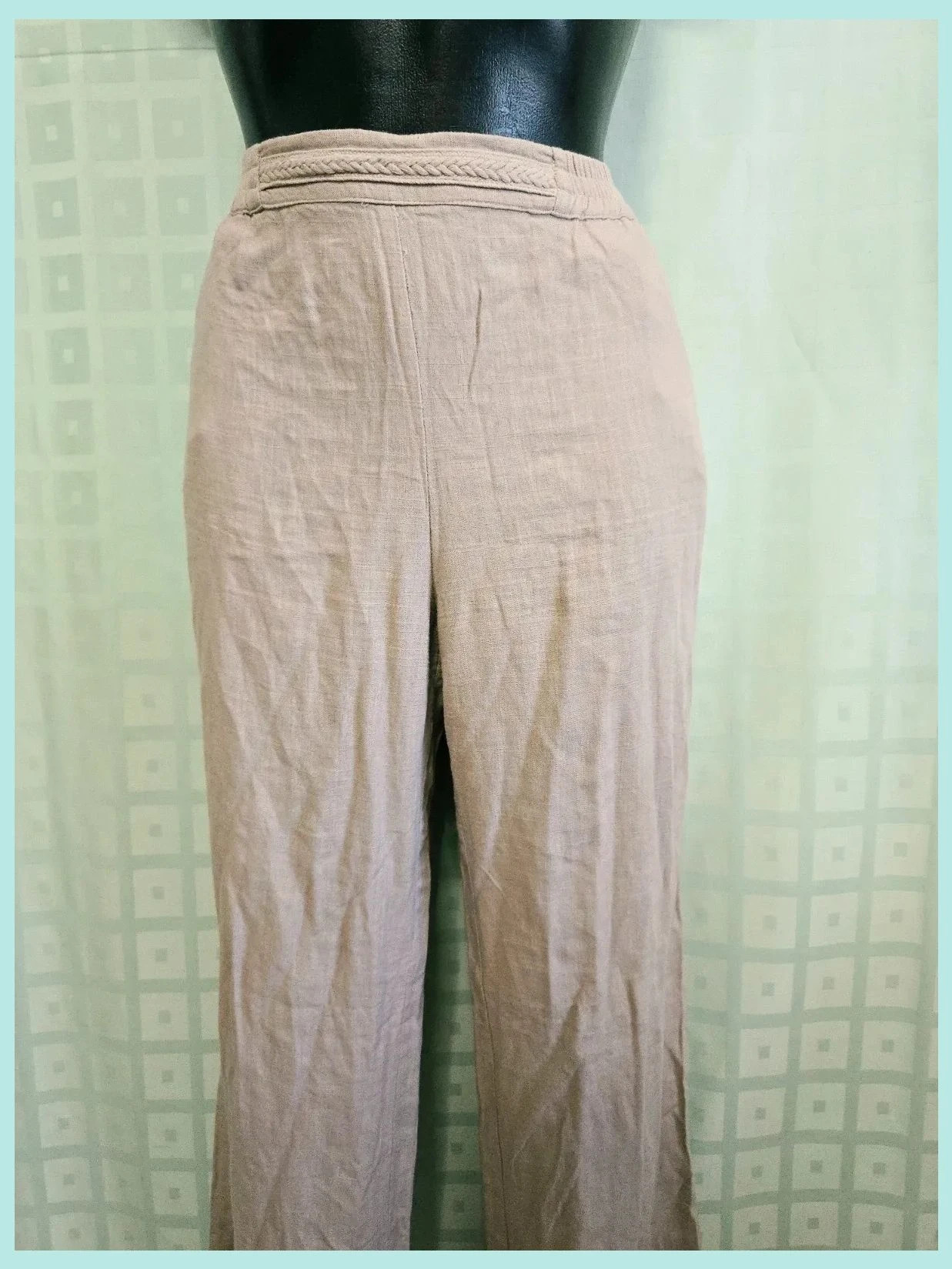 Beige High-Waisted Wide Leg Linen Pants – Amichi – taille L / 40 / 12 2