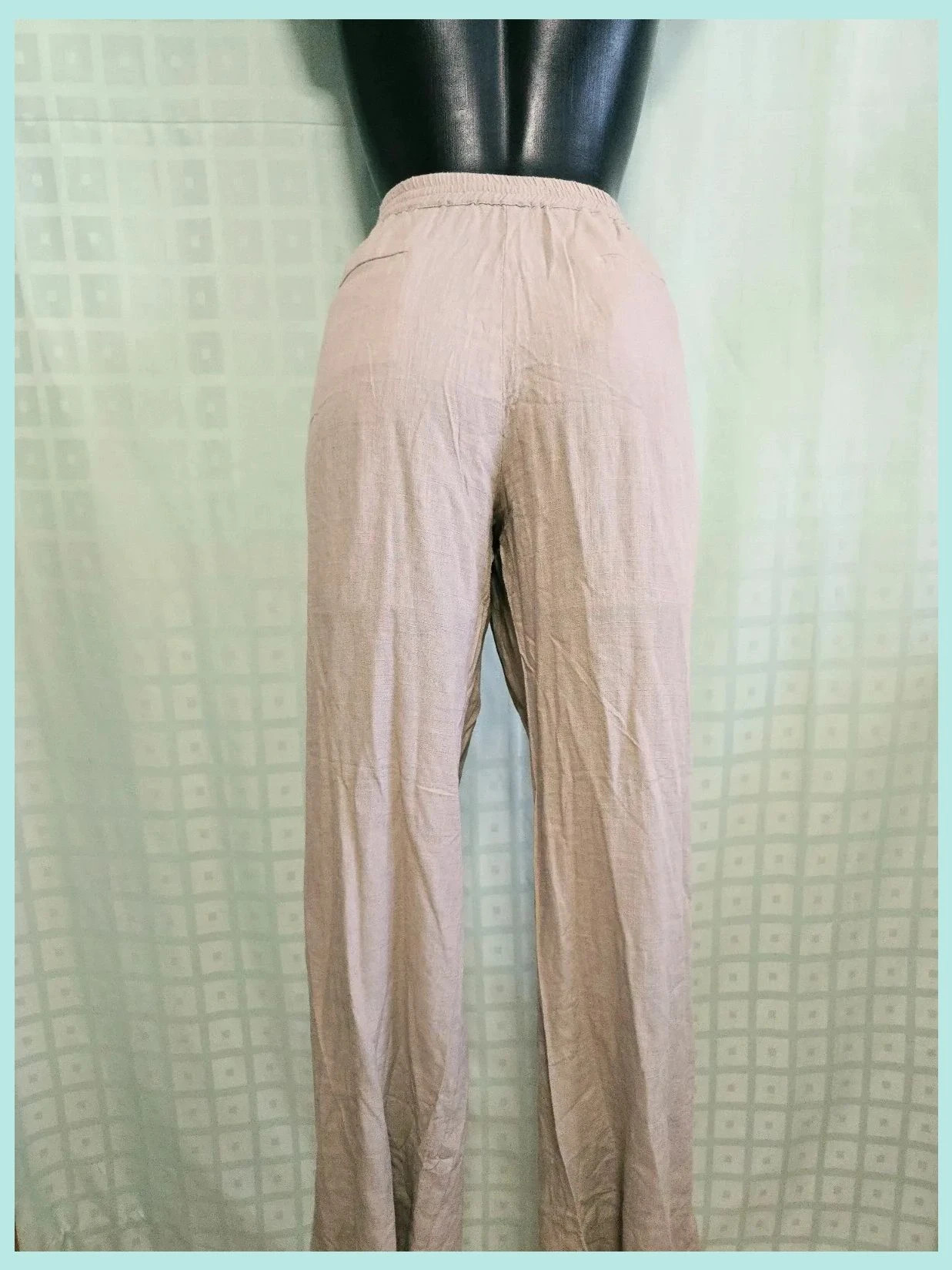 Beige High-Waisted Wide Leg Linen Pants – Amichi – taille L / 40 / 12 4